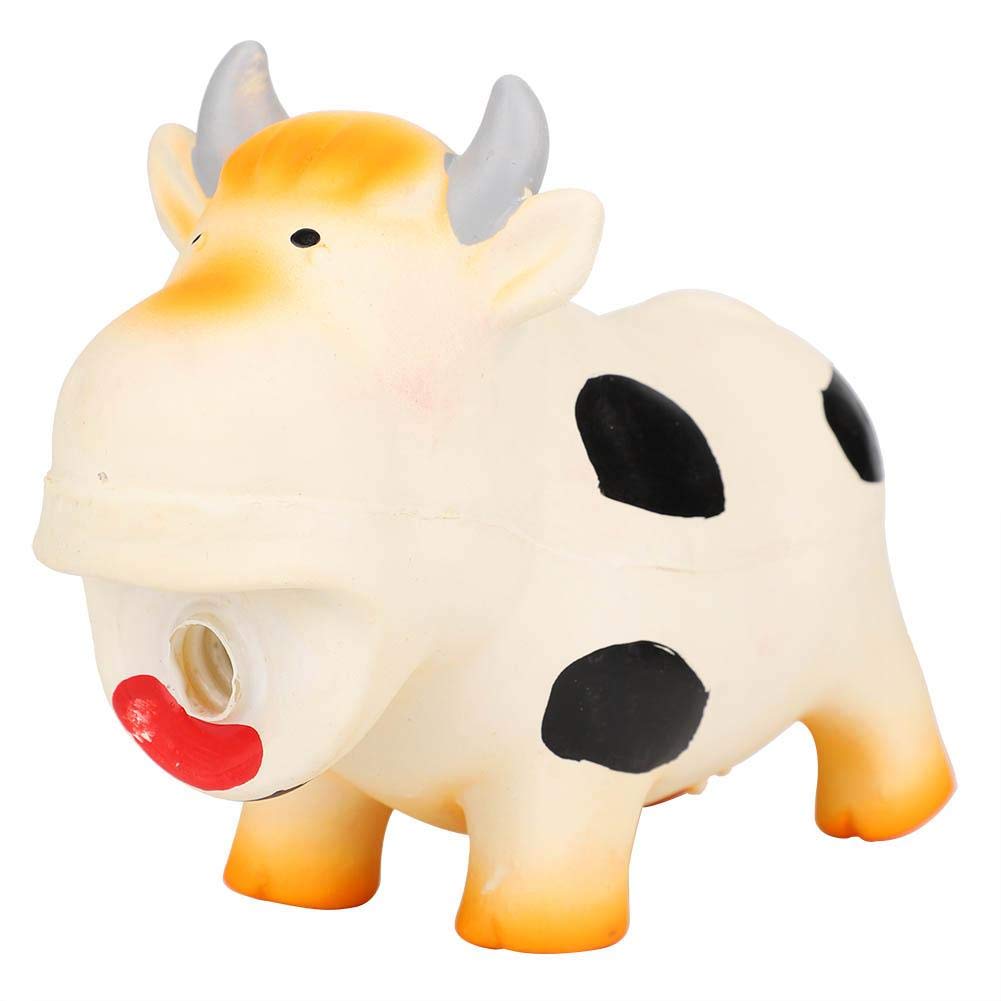 TOPINCN Latex Squeaky Dog Toy - Cow Shape Chew Toy with Sound for Small & Medium Dogs - Teeth Cleaning & Dental Care Pet Toy - Perfect for Playtime & Training (White)
