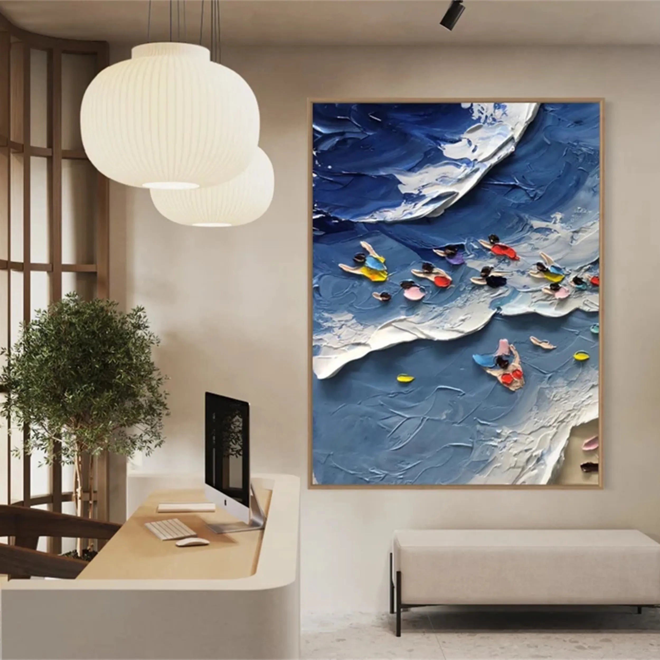 Seascape and Snowy Peak Landscape Painting #SP029 - Perfect for Home Decor, Office Wall Art, and Gift Ideas