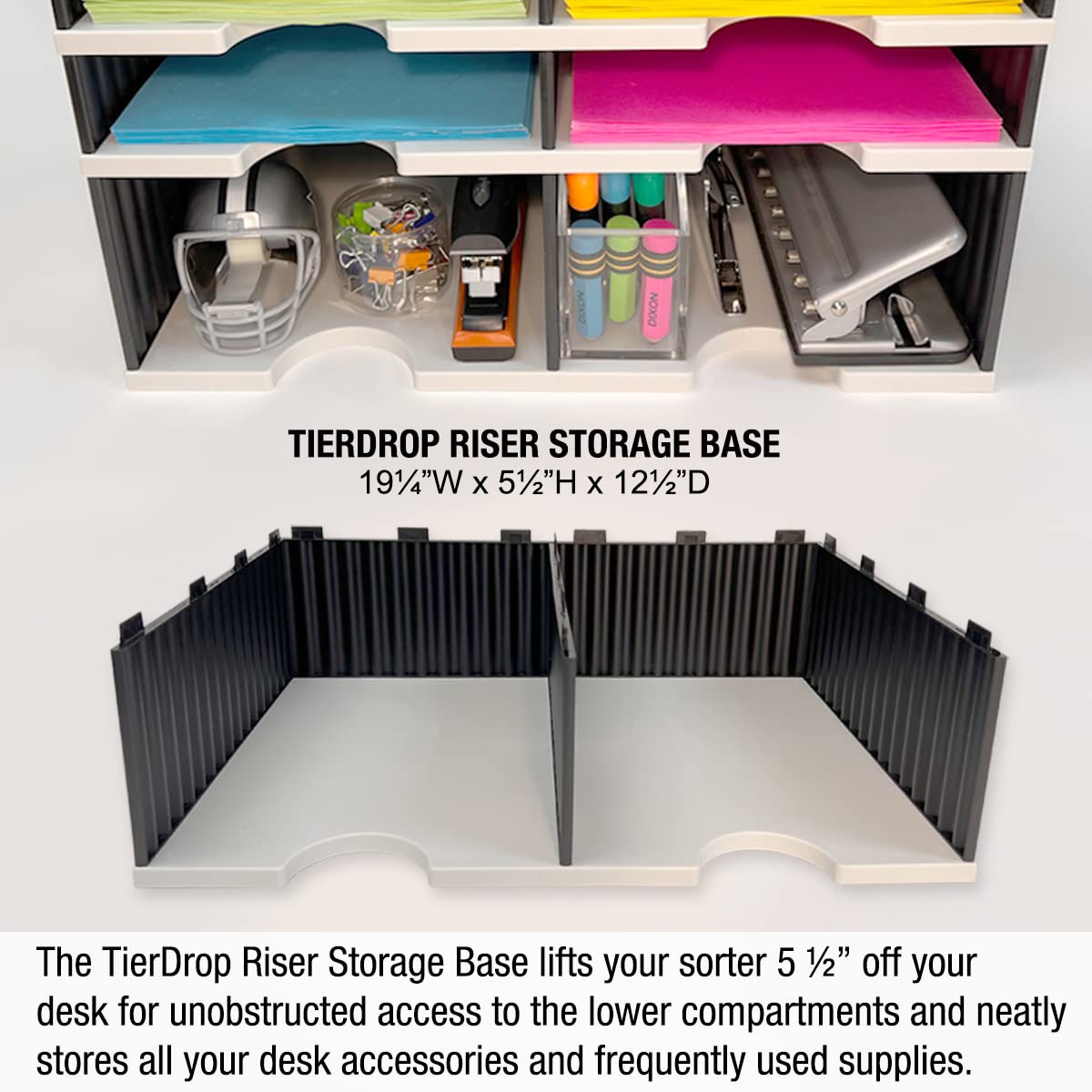 10-Tier Desktop Organizer with Letter Tray Sorter & Storage Base - Office Desk Accessories for Files, Supplies & Documents | Perfect for Home Office, Workstation & School Organization
