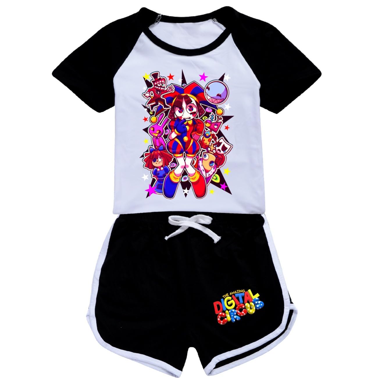 Amazing Digital Circus Costume for Kids - Jax Pullover & Pomni Shorts 2-Piece Outfit | Halloween, Cosplay & Theme Party Wear