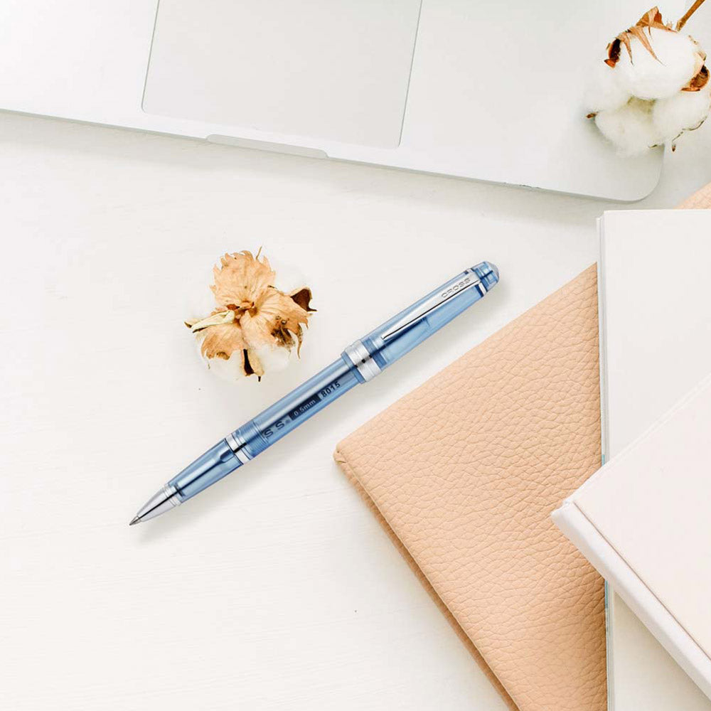 Cross Bailey Light Translucent Blue Resin Rollerball Pen - Premium Writing Instrument for Office, School & Journaling - Smooth Ink Flow for Everyday Use