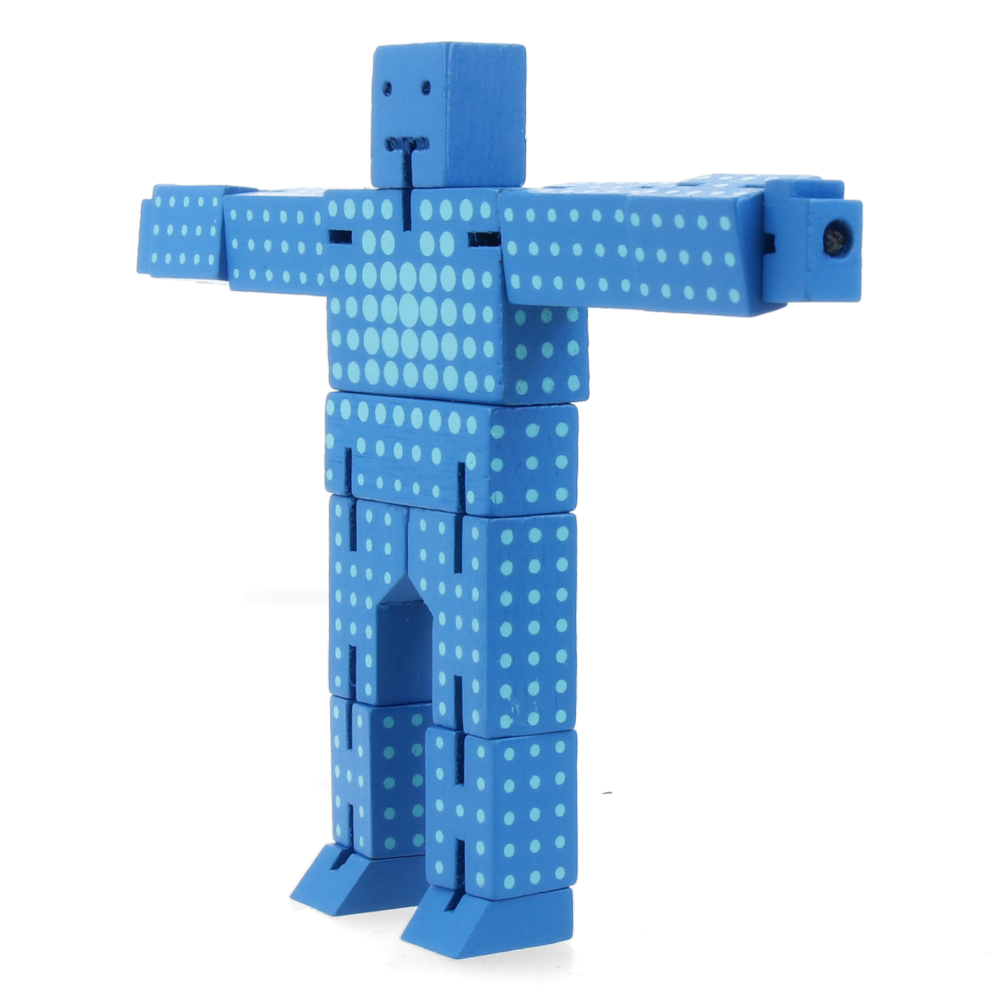 Original Cubebot Micro Dot Blue - Mini Wooden Puzzle Robot Toy for Kids & Adults - Perfect for Office Desk Decor, Stress Relief & STEM Learning