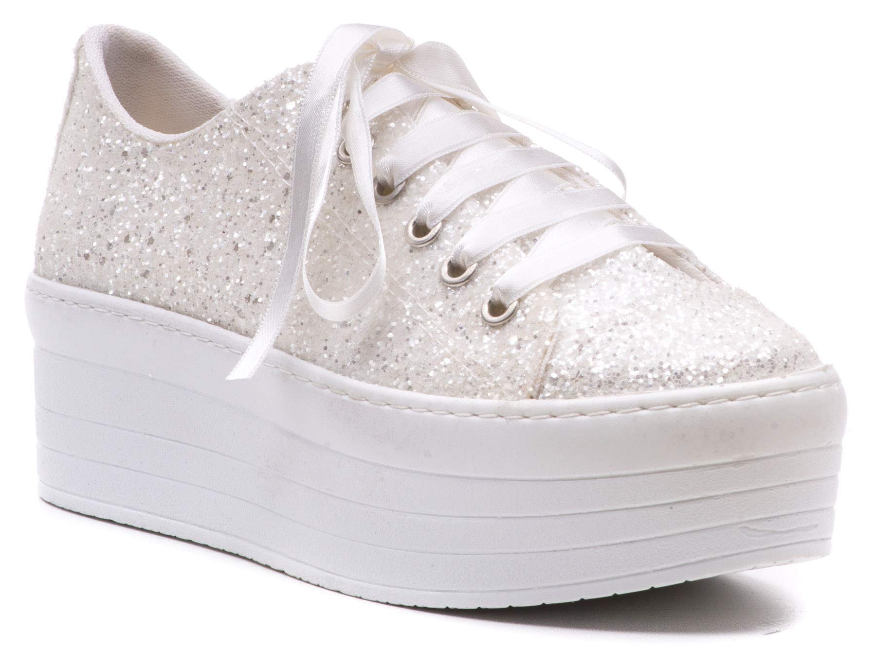 Personalized Bridal Wedding Sneakers for Bride - Lace Platform Shoes with Flat Sole (Size 40 EUR / 9 US) - Perfect for Wedding Ceremony, Reception & Honeymoon