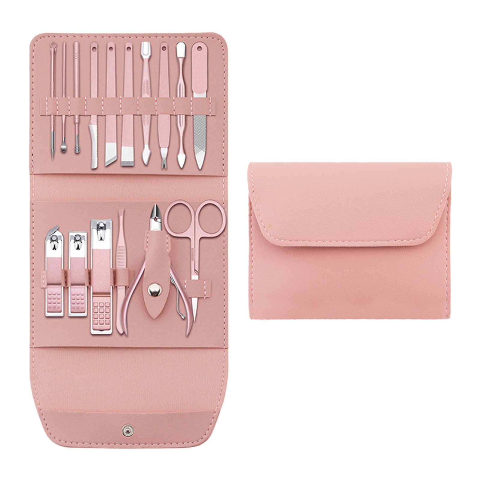 Premium Glass Pedicure File & Manicure Set - Stainless Steel Nail Scissors, Rose Gold Nail Clippers, 100 Grit Nail File & Folding Pouch - Professional Nail Care Tools for Home & Salon Use