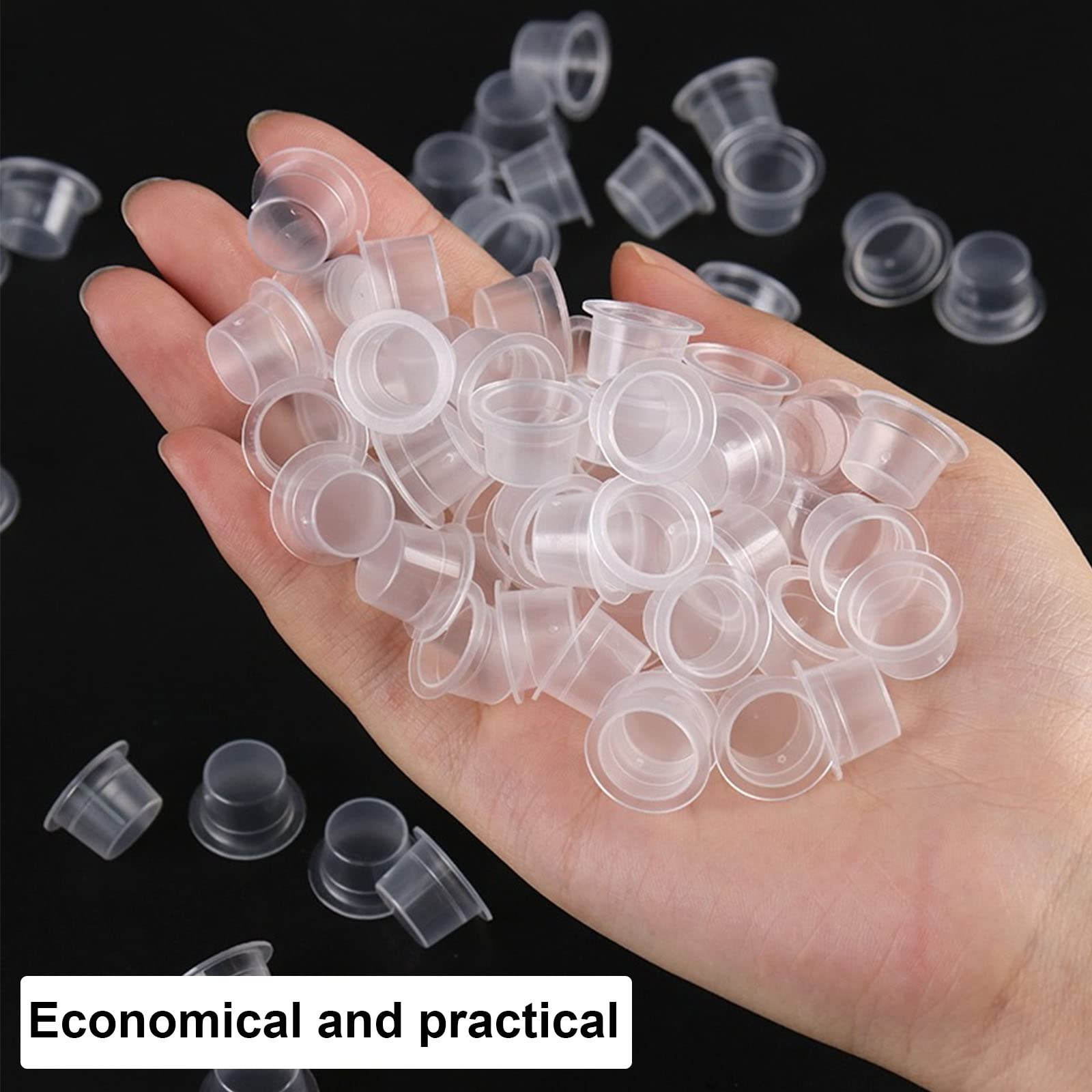 SOTICA 300pcs Ink Caps - Mixed Size Plastic Ink Cups (9mm, 13mm, 16mm) for Pigment, Tattoo & Screen Printing - Perfect for Artists, DIY Projects & Professional Use
