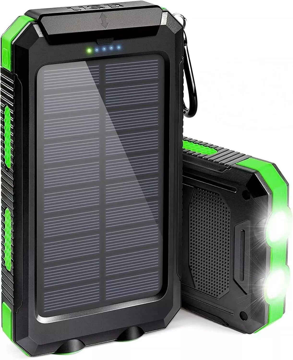 Solar Power Bank Pro 20,000mAh Portable Charger with Dual LED Flashlights - Perfect for Camping, Hiking & Emergency Power Outages