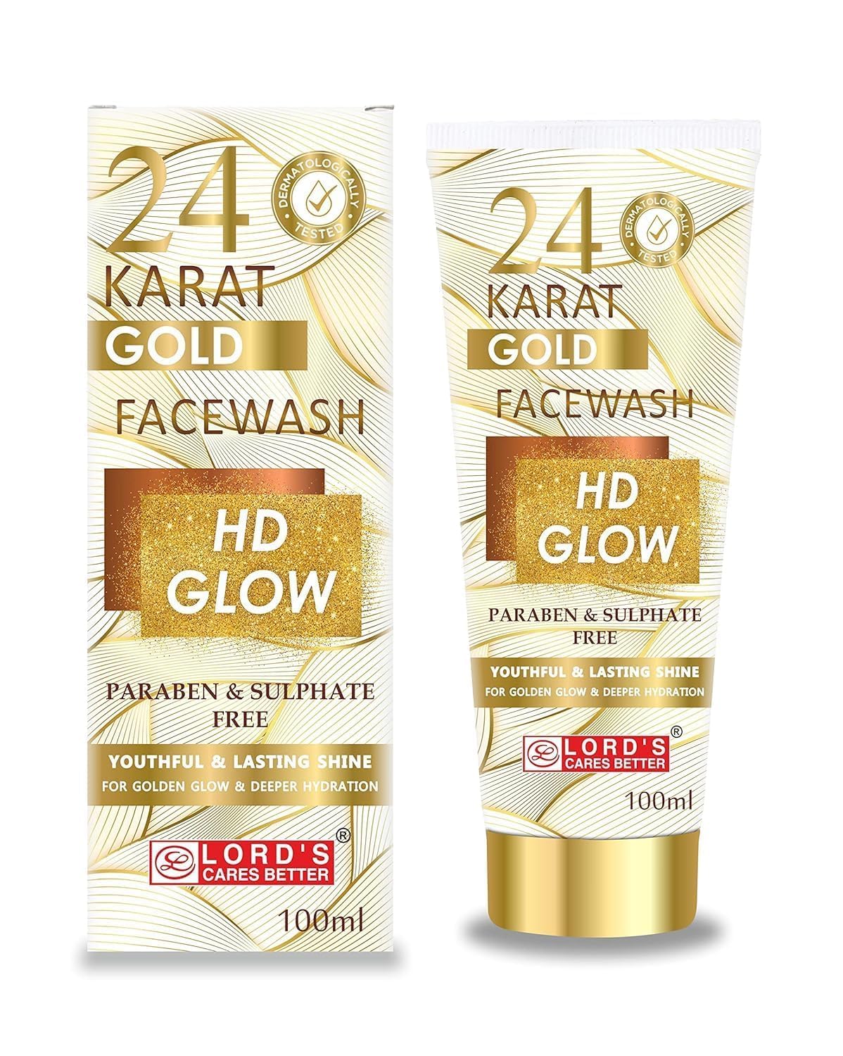 24K Gold Facial Cleanser 100ml - HD Glow Brightening Face Wash for Women & Men | Paraben & Sulfate Free | Deep Cleansing & Skin Radiance | Perfect for Daily Skincare & Anti-Aging Routine
