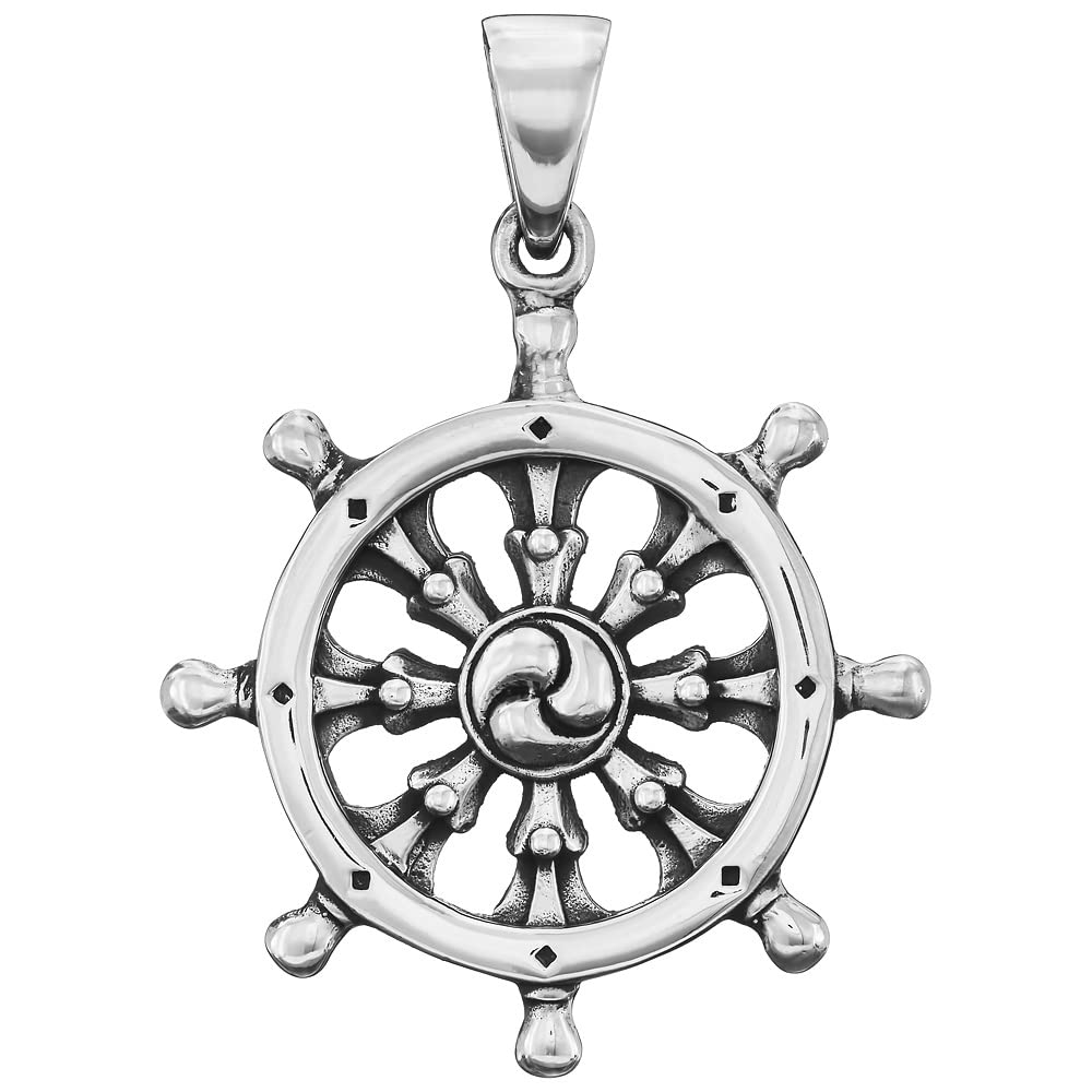 925 Sterling Silver Nautical Ship Wheel Pendant Necklace for Men & Women - Handmade Jewelry Made in Thailand - Perfect for Beach Parties, Nautical Weddings & Sailor Gifts