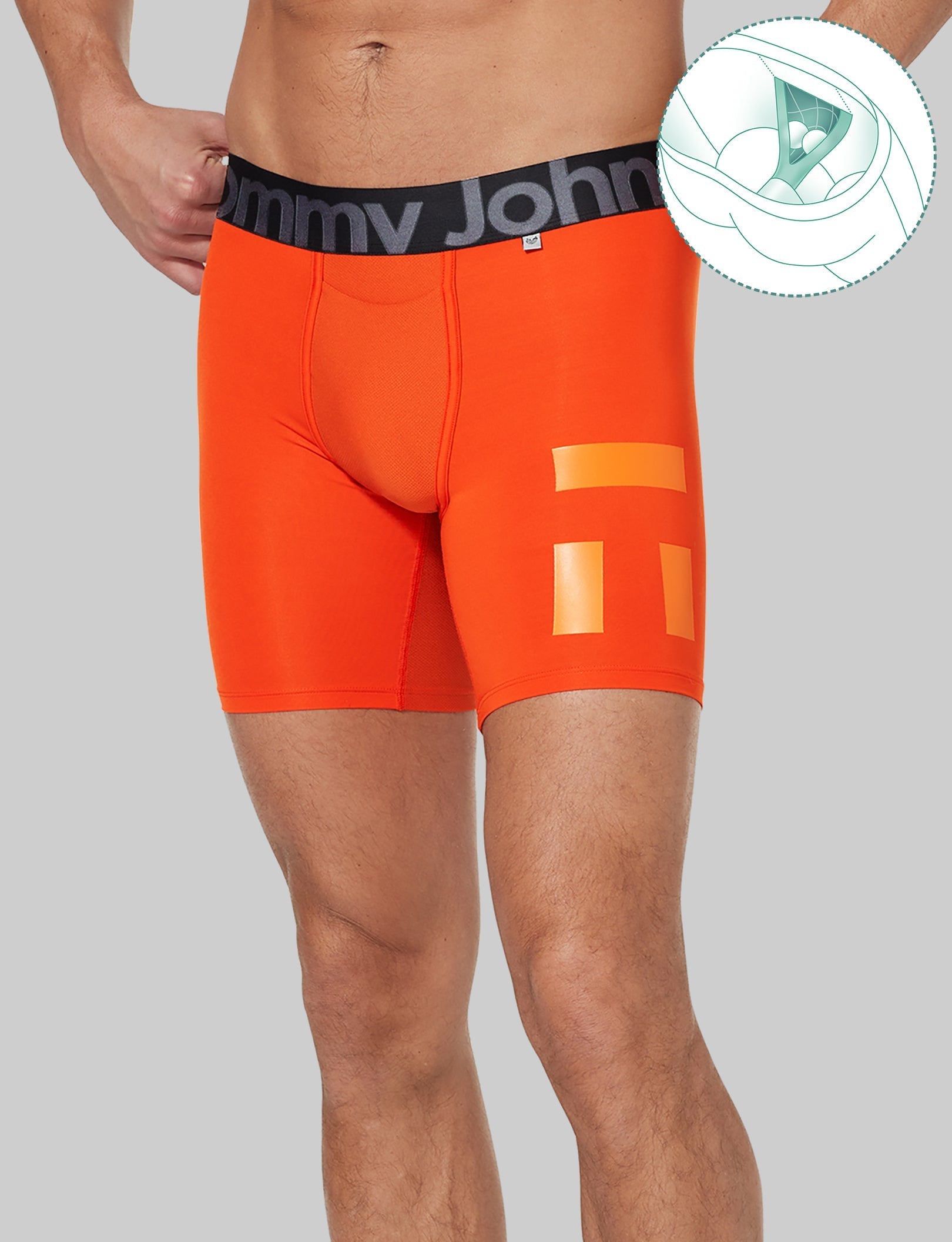 360 Sport Mid Length Boxer Briefs - 6 Pack Moisture Wicking Men's Underwear for Gym, Running & Active Lifestyle