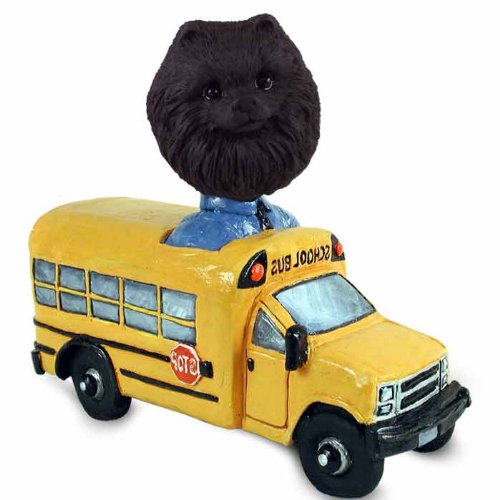 Black Pomeranian Dog Figurine - Cute Collectible Toy for School Bus Lovers | Perfect for Desk Decor, Gift Giving & Pomeranian Enthusiasts