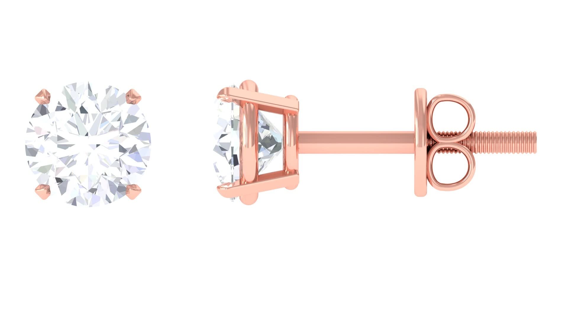 1 CT Round Cut Moissanite Stud Earrings for Women - Certified 14K Solid Gold Solitaire Earrings - Perfect for Weddings, Anniversaries & Everyday Elegance