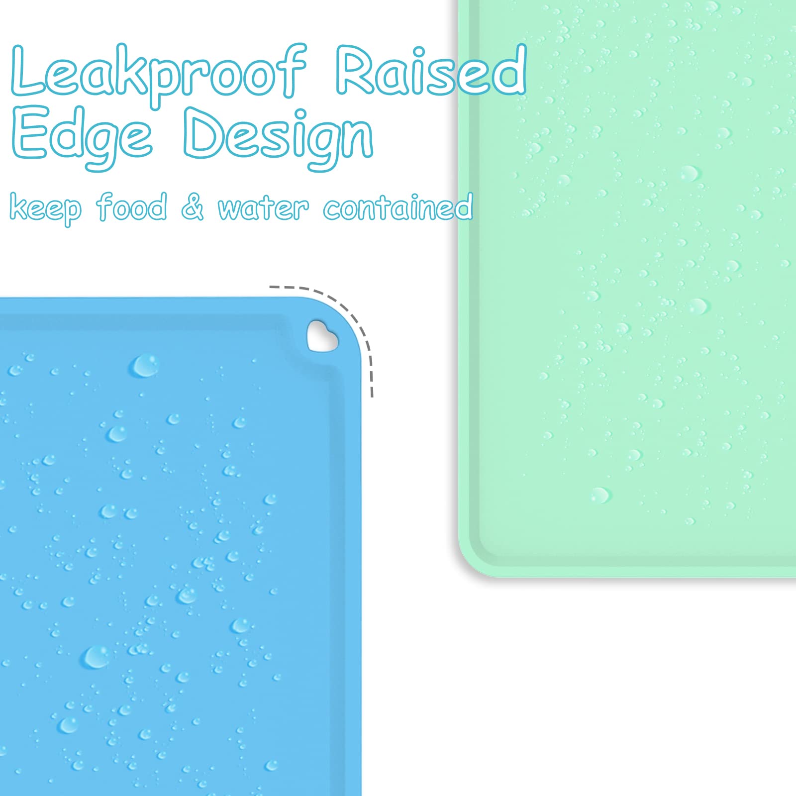 Non-Slip Silicone Baby Placemat for Toddlers - 2 Pack Light Green with Raised Edges | Waterproof & Easy Clean Kids Table Mat | Perfect for Restaurants, High Chairs & Home Dining