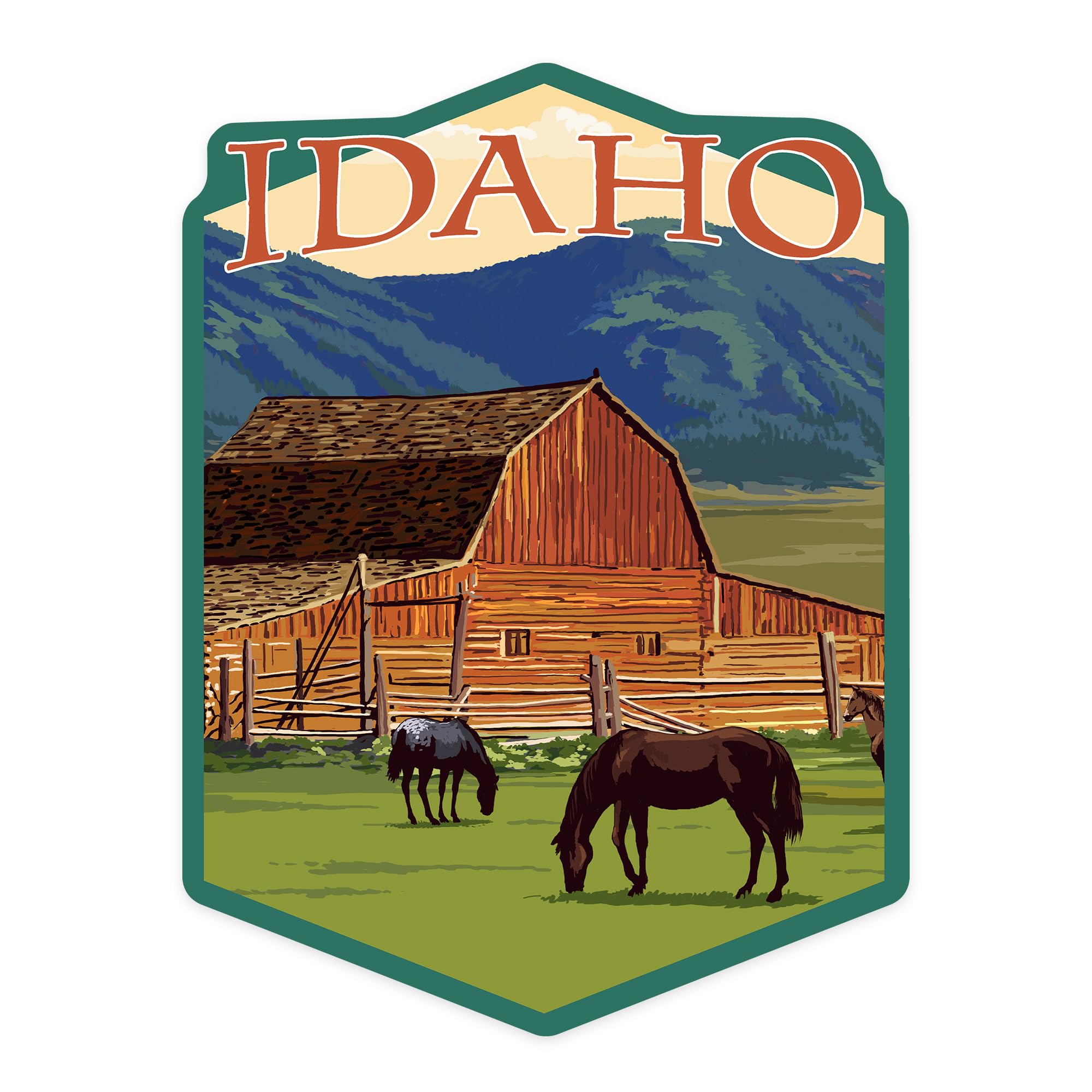 Custom Die Cut Vinyl Sticker - Idaho Horses & Barn Design (3 to 6 Inches) | Waterproof Decal for Cars, Laptops, Water Bottles & Coolers | Perfect for State Pride, Western Decor & Outdoor Adventures