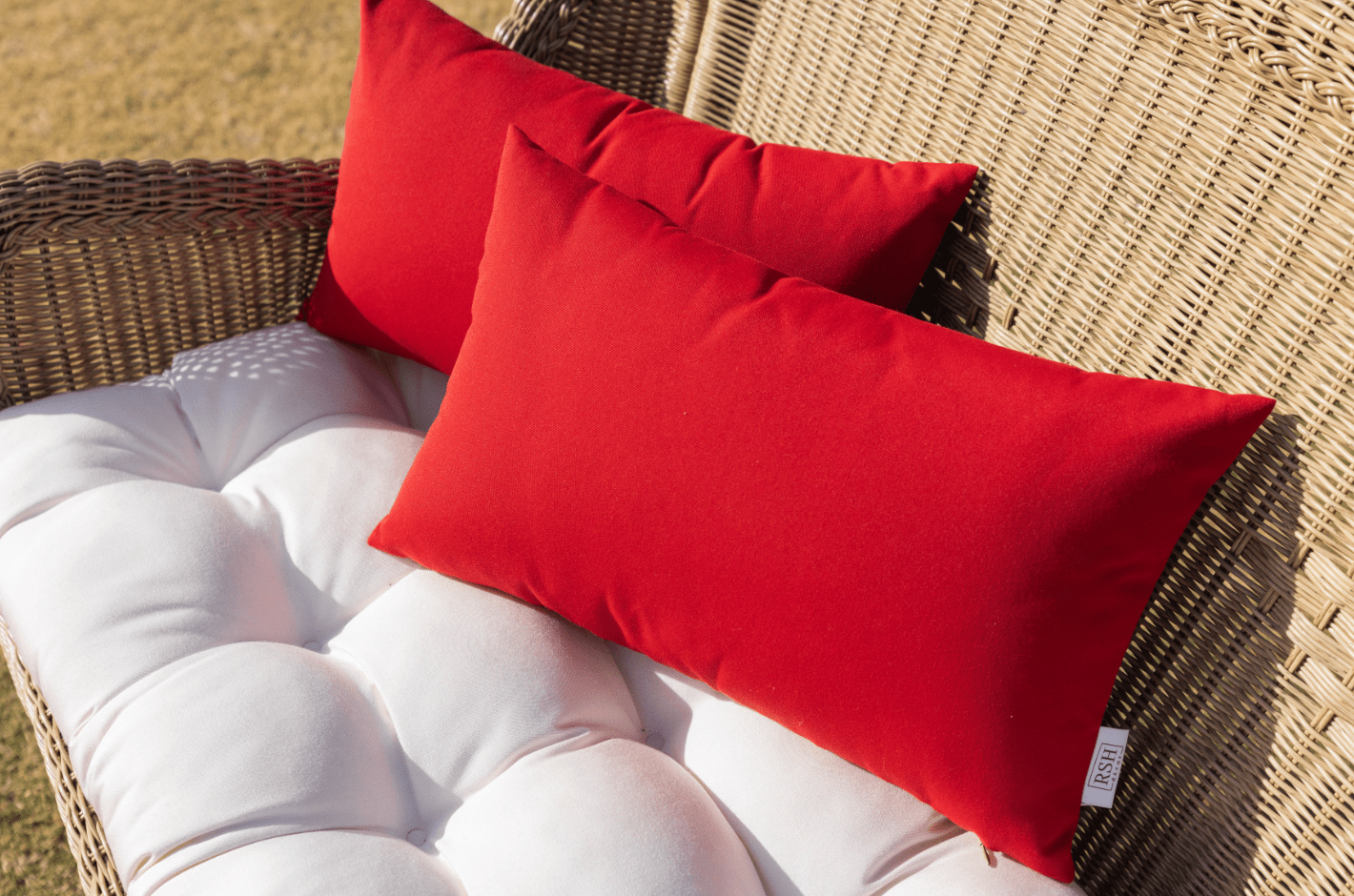 Sunbrella Canvas Red Lumbar Throw Pillow - 18x18 Inch Decorative Cushion for Sofa, Bed & Outdoor Furniture - Water-Resistant & Fade-Resistant Home Decor Accent