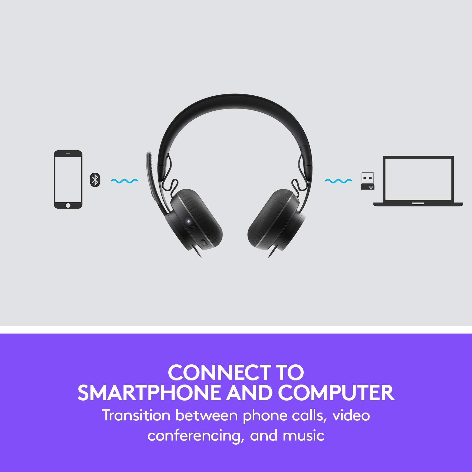 Logitech Zone Wireless Plus Bluetooth Headset with Noise Cancelling (Renewed) - Perfect for Remote Work, Online Meetings & Music Streaming