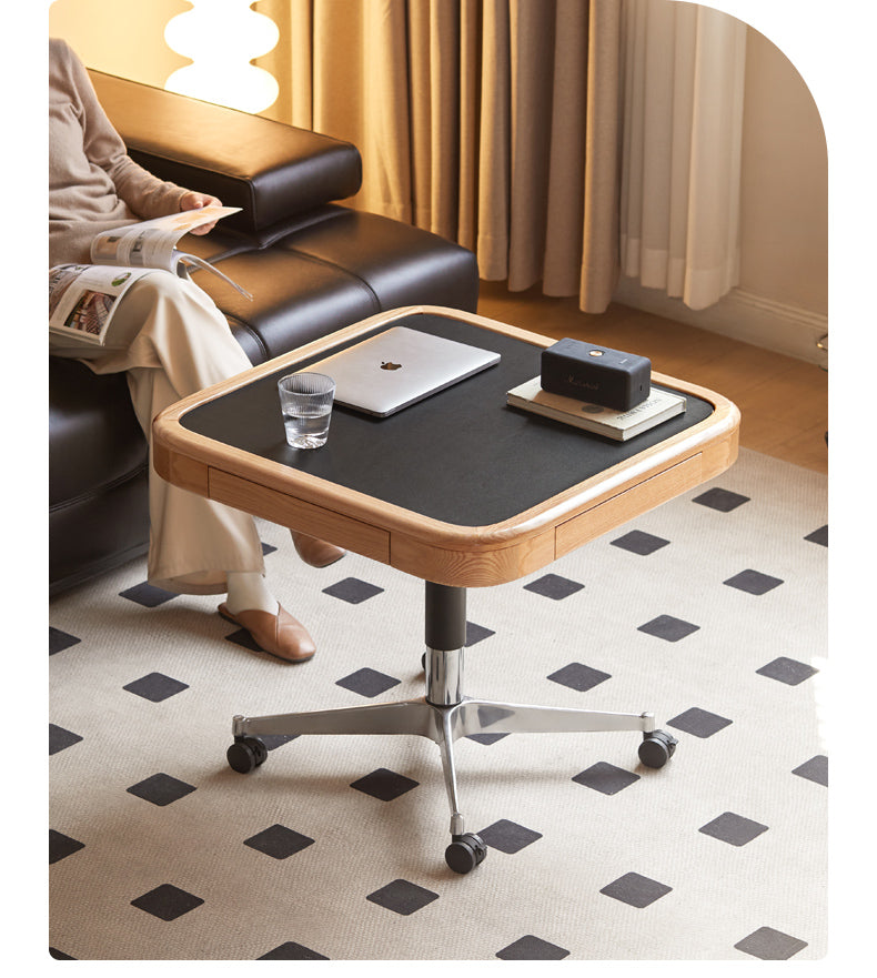Solid Oak Lift-Top Coffee Table with Storage - Modern Square Movable Design for Living Room, Home Office & Small Spaces