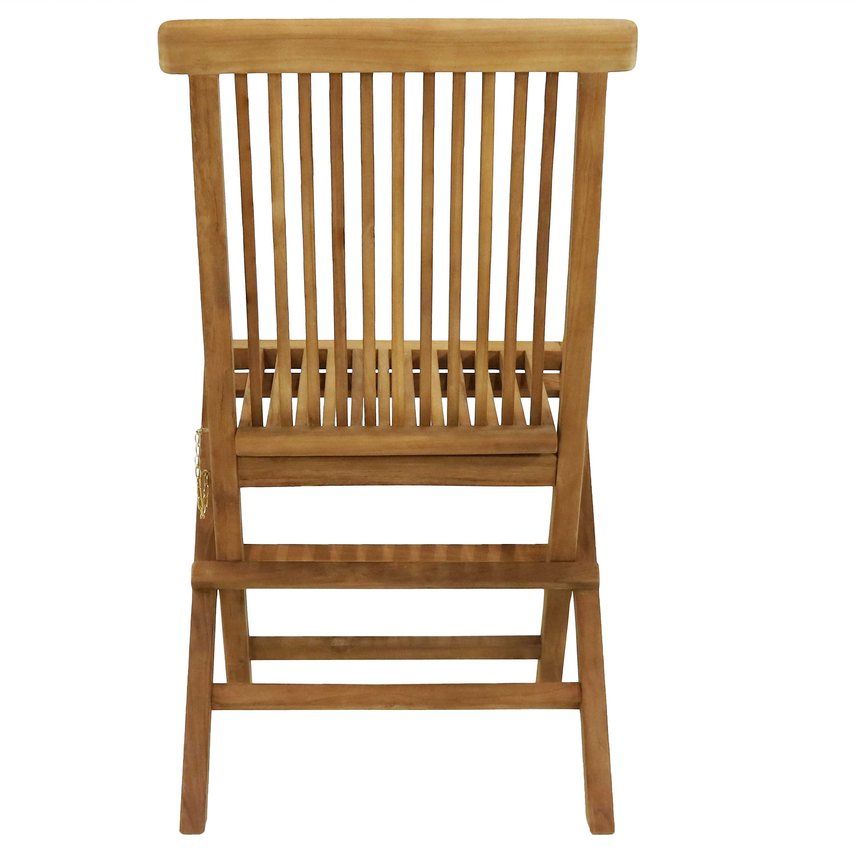 Sunnydaze Hyannis Teak Outdoor Folding Patio Chair with Slat Back - Durable Teak Wood Folding Chair for Patio, Poolside, Garden & Backyard Relaxation