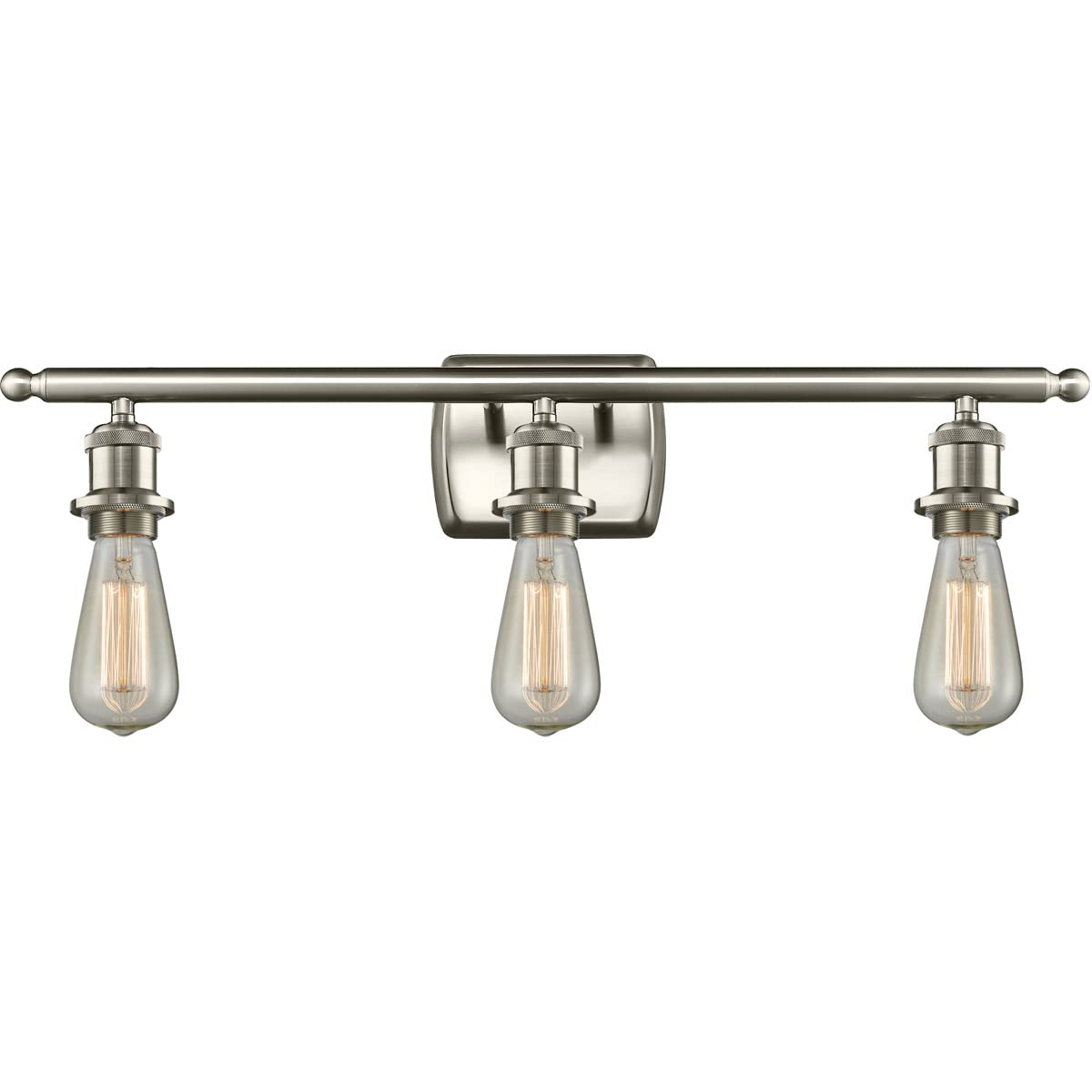 Vintage 3-Light Dimmable LED Bathroom Fixture in Brushed Satin Nickel - Energy Efficient Lighting for Bathroom Vanity, Powder Room & Hallway