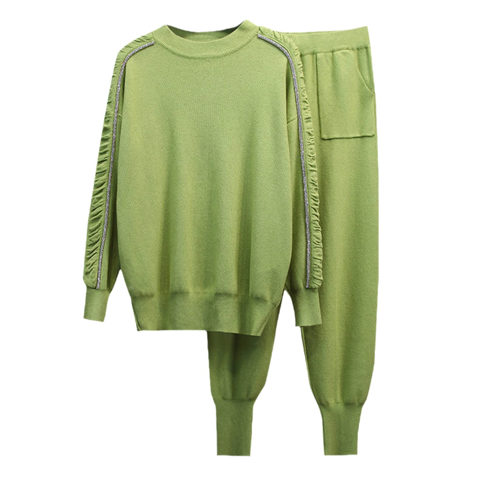 Women's 2-Piece Knit Sweater & Pants Set - Long Sleeve Loose Fit Tracksuit for Fall | Casual Outfit for Work, Travel & Lounge Wear