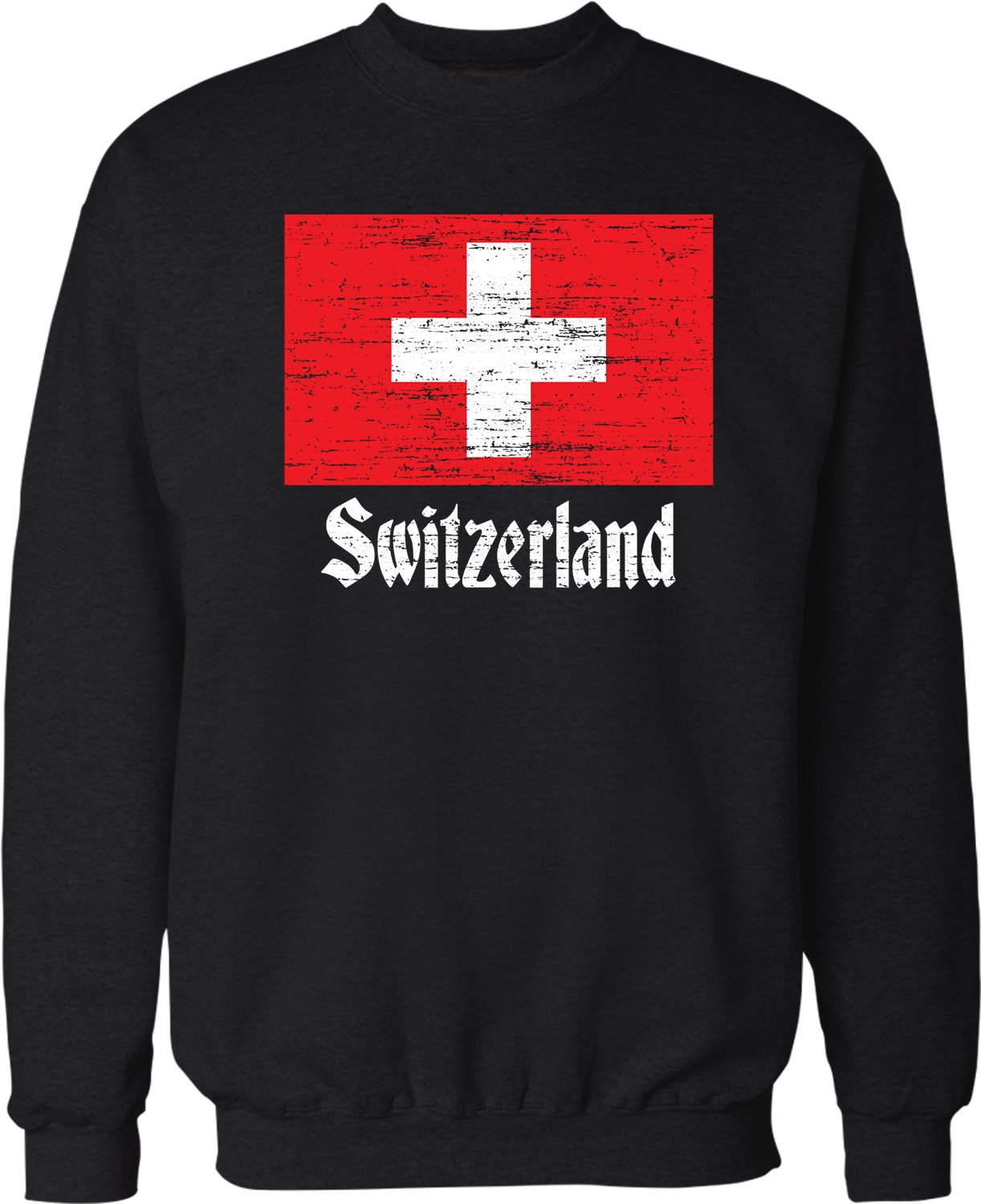Swiss Flag Crew Neck Sweatshirt | Authentic Switzerland National Flag Design | Unisex Casual Pullover for Sports, Travel & Patriotic Events