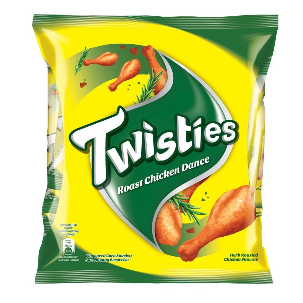 Twisties Family Pack Snacks - Chicken Flavor 15g (90 Packs) | Crunchy Corn Snacks for Parties, School Lunches & Movie Nights