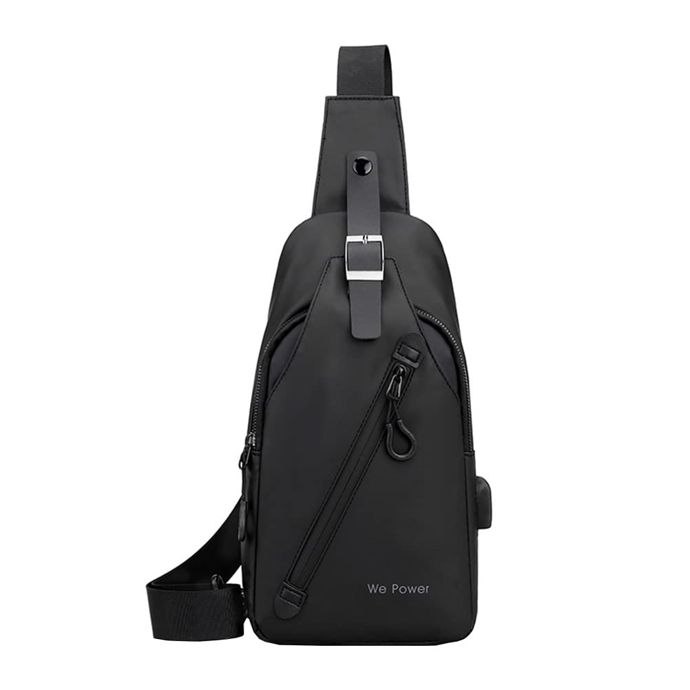**LUOZZY Outdoor Chest Bag - Waterproof USB Charging Pouch, Crossbody Storage Bag for Hiking, Travel & Cycling (Black) - Perfect for Adventure & Daily Use**
