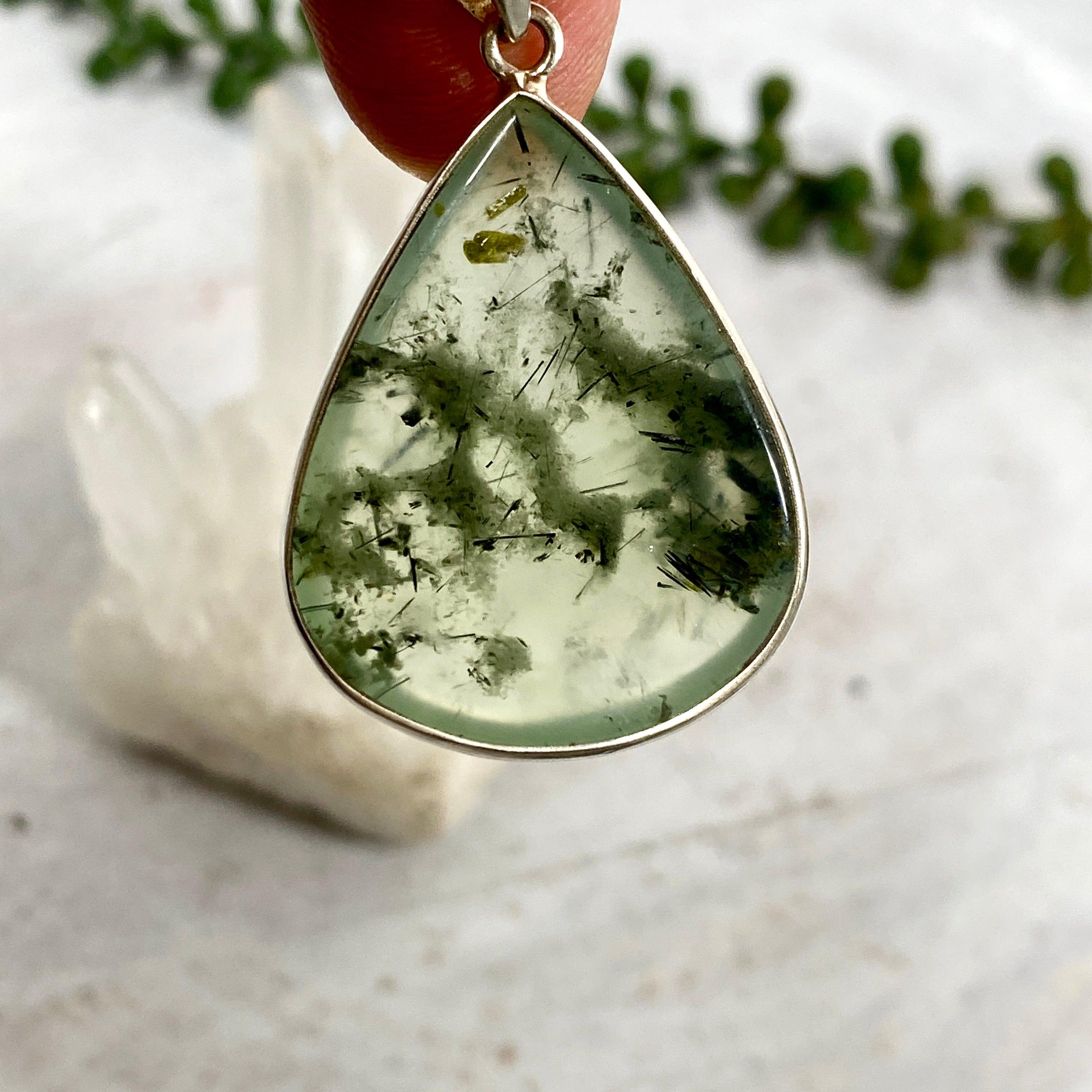 Natural Prehnite Teardrop Pendant Necklace KPGJ2760 - Elegant Jewelry for Women, Perfect for Weddings, Parties & Everyday Wear