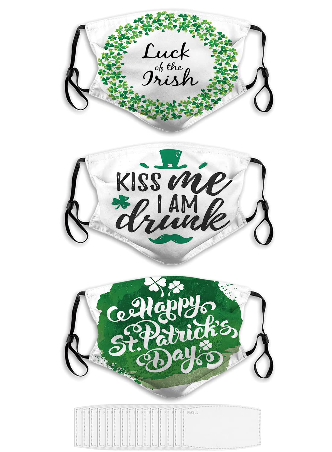 3 Pack St. Patrick's Day Face Masks - Adjustable Irish Luck Themed Cloth Masks for Adults | Perfect for Parades, Festivals & Holiday Celebrations