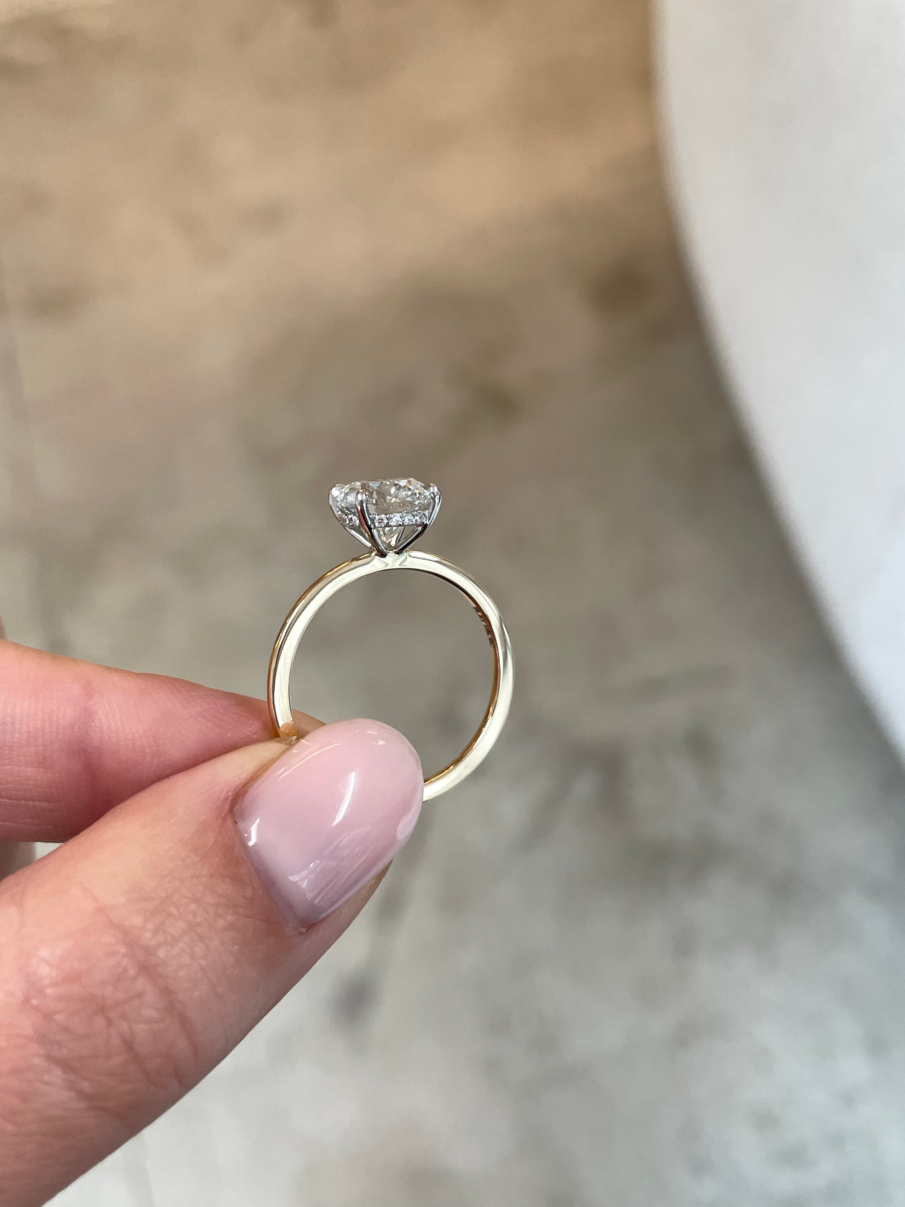 2.55 Carat Lab Grown Diamond Round Brilliant Cut Whisper Thin® Hidden Halo Engagement Ring - Perfect for Proposals, Anniversaries & Special Occasions