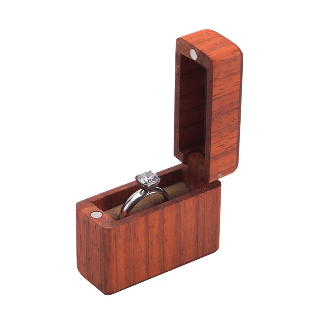 Handcrafted Rosewood Jewelry Box Organizer - Portable Wooden Ring Display Case (0.78x1.9x1.6in) for Engagement Rings, Wedding Bands & Travel Jewelry Storage | Elegant Gift Box for Brides & Jewelry Lovers