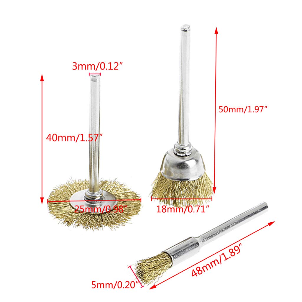 9-Piece Brass Brush Wire Wheel Set for Die Grinder - Rotary Electric Tool Kit for Engraving, Polishing & Metal Cleaning | Perfect for DIY Projects, Automotive Repair & Workshop Use