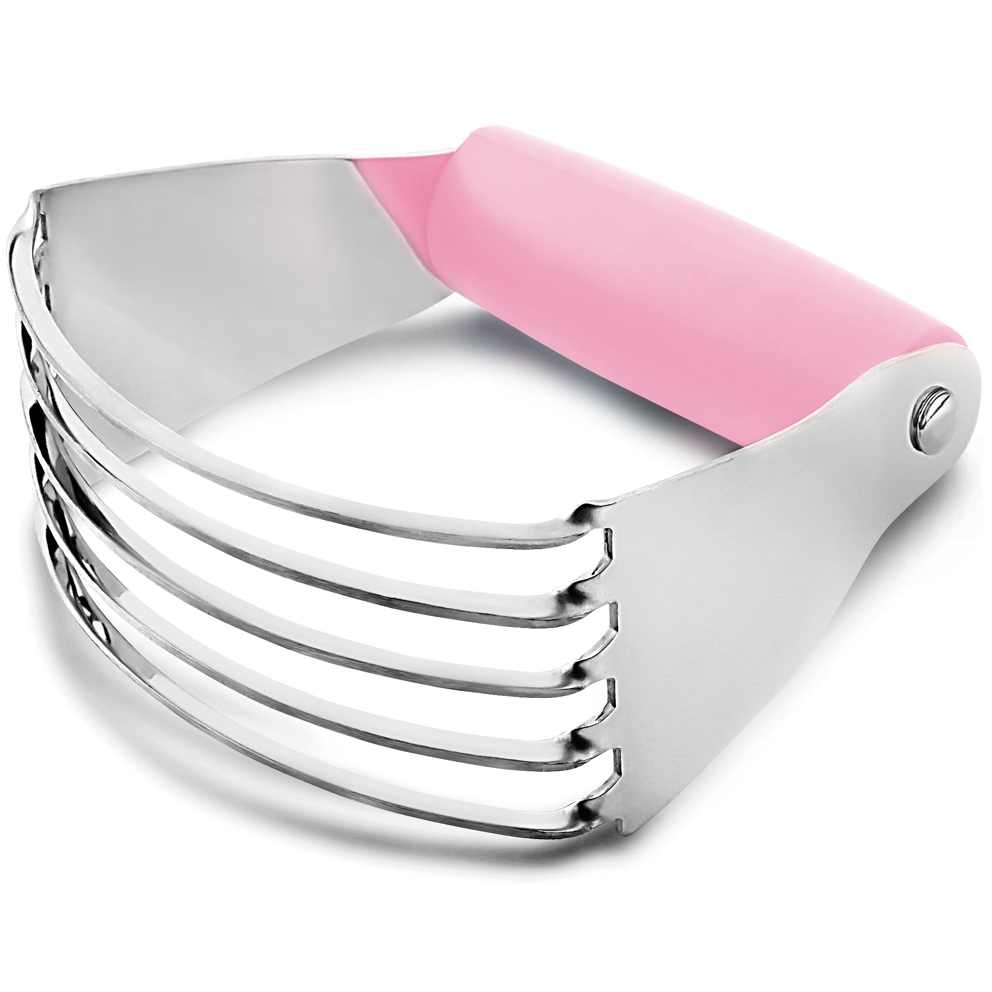 Zulay Kitchen Stainless Steel Dough Blender - Heavy Duty Pastry Cutter with 5 Blades, Butter Cutter & Baking Tool for Pies, Cookies, Biscuits - Perfect for Home Bakers & Professional Chefs (Pink)