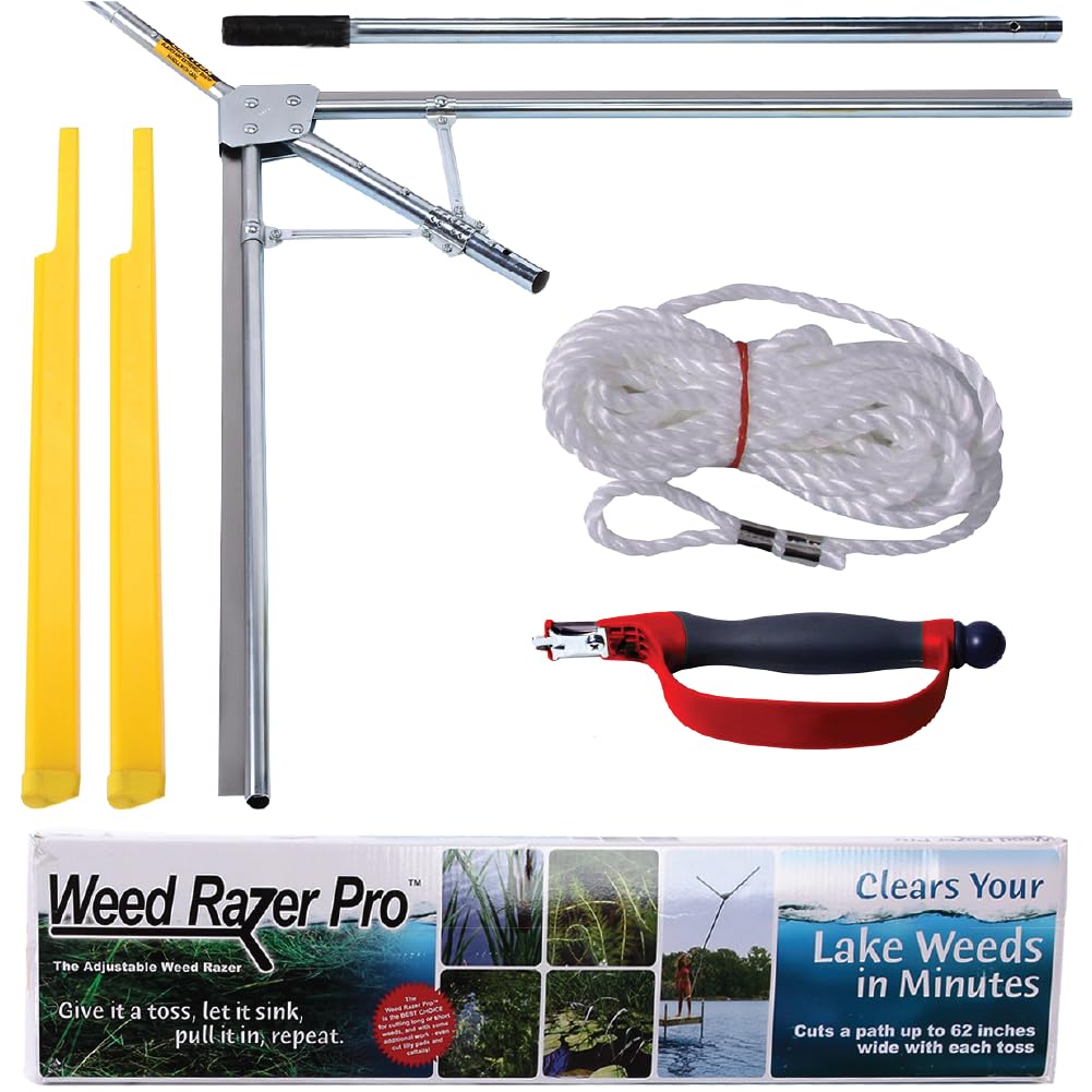Jenlis Weed Razer Pro - Heavy Duty Lake & Pond Weed Cutter with Sharp Razor Blades for Cattail, Reed, Lily & Algae - Adjustable 30