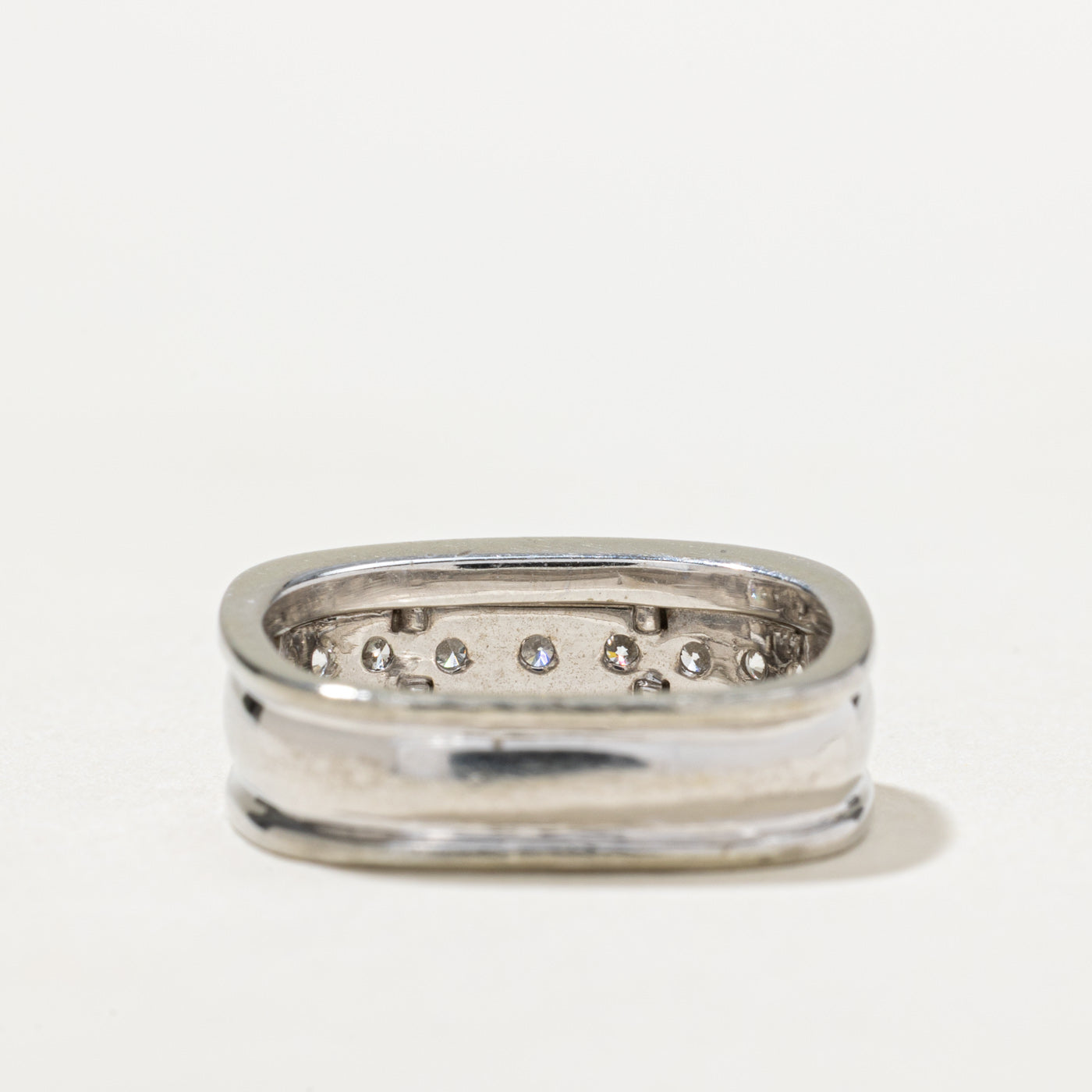 0.27ctw Soft Square Semi Eternity Diamond Wedding Band Ring - Size 4.75 | Elegant Stackable Ring for Bridal, Anniversary & Everyday Jewelry