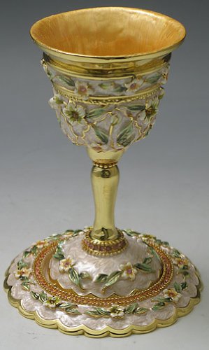 Elegant Jeweled Kiddush Cup with Swarovski Crystals for Jewish Holidays