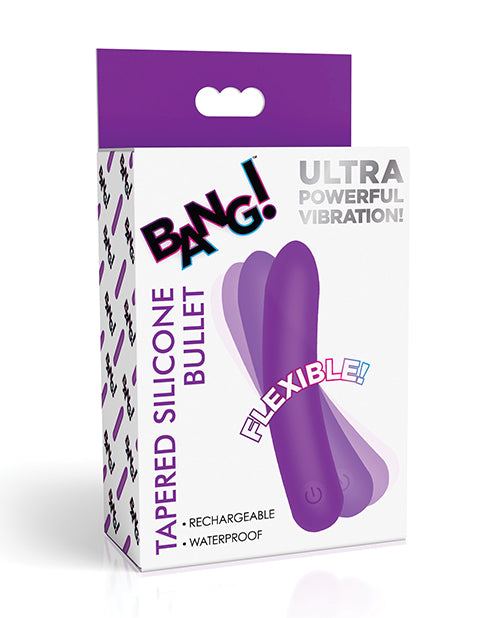 Bang Tapered Flexible Silicone Rechargeable Bullet Vibrator - Purple | Personal Massager for Women | Perfect for Solo Play & Couples Intimacy