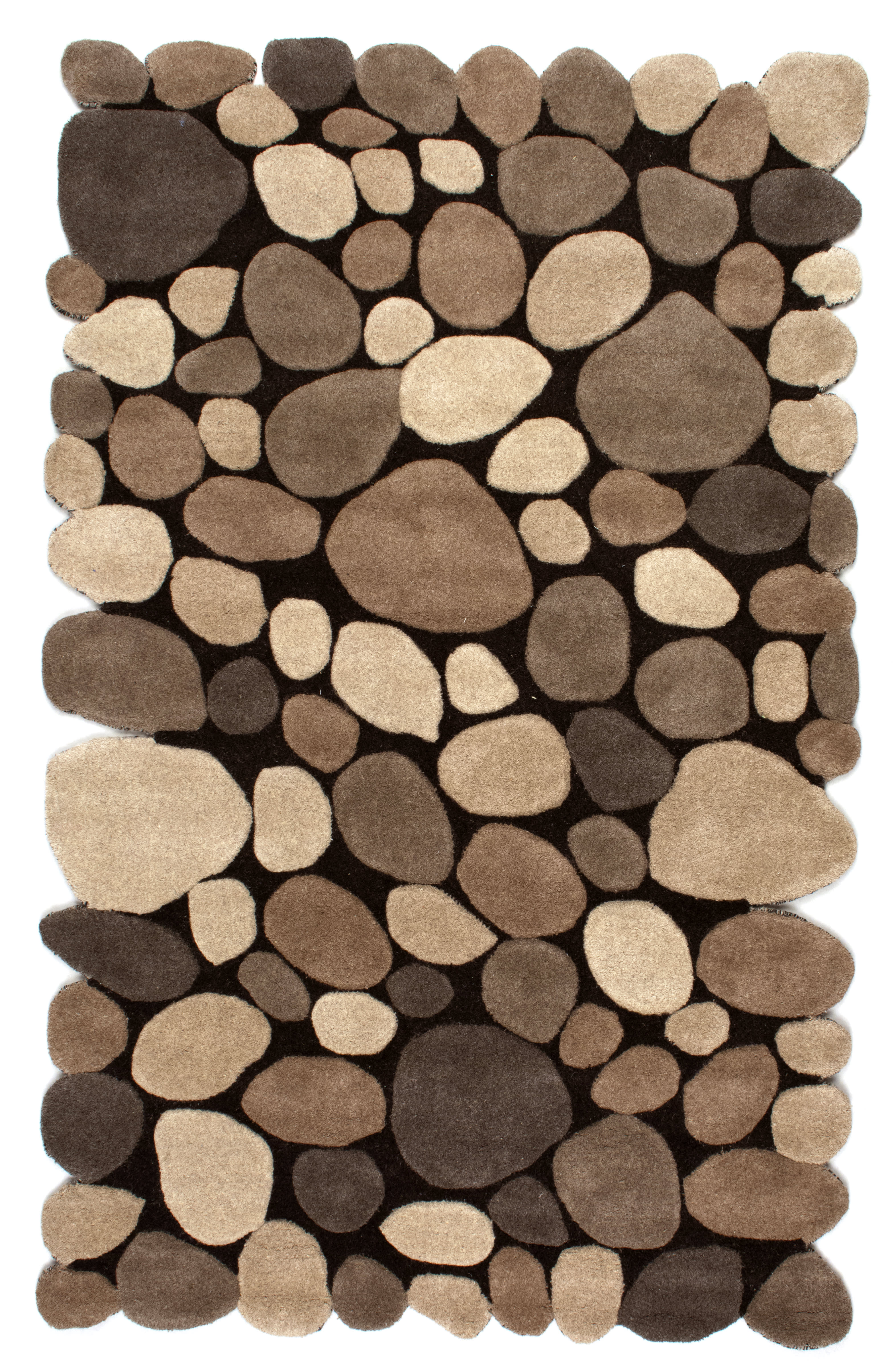 Handmade Wool Pebbles Cobblestone Rug - Contemporary Natural Design for Living Room, Bedroom & Home Decor