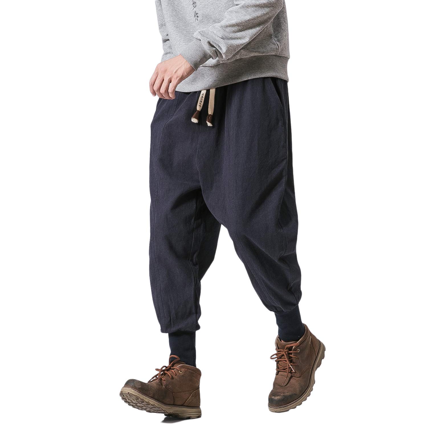 PRIJOUHE Men's Slim Fit Joggers - Low Crotch Sweatpants for Hip Hop & Casual Wear | Comfortable Harem Pants for Running, Gym, Lounge & Street Style