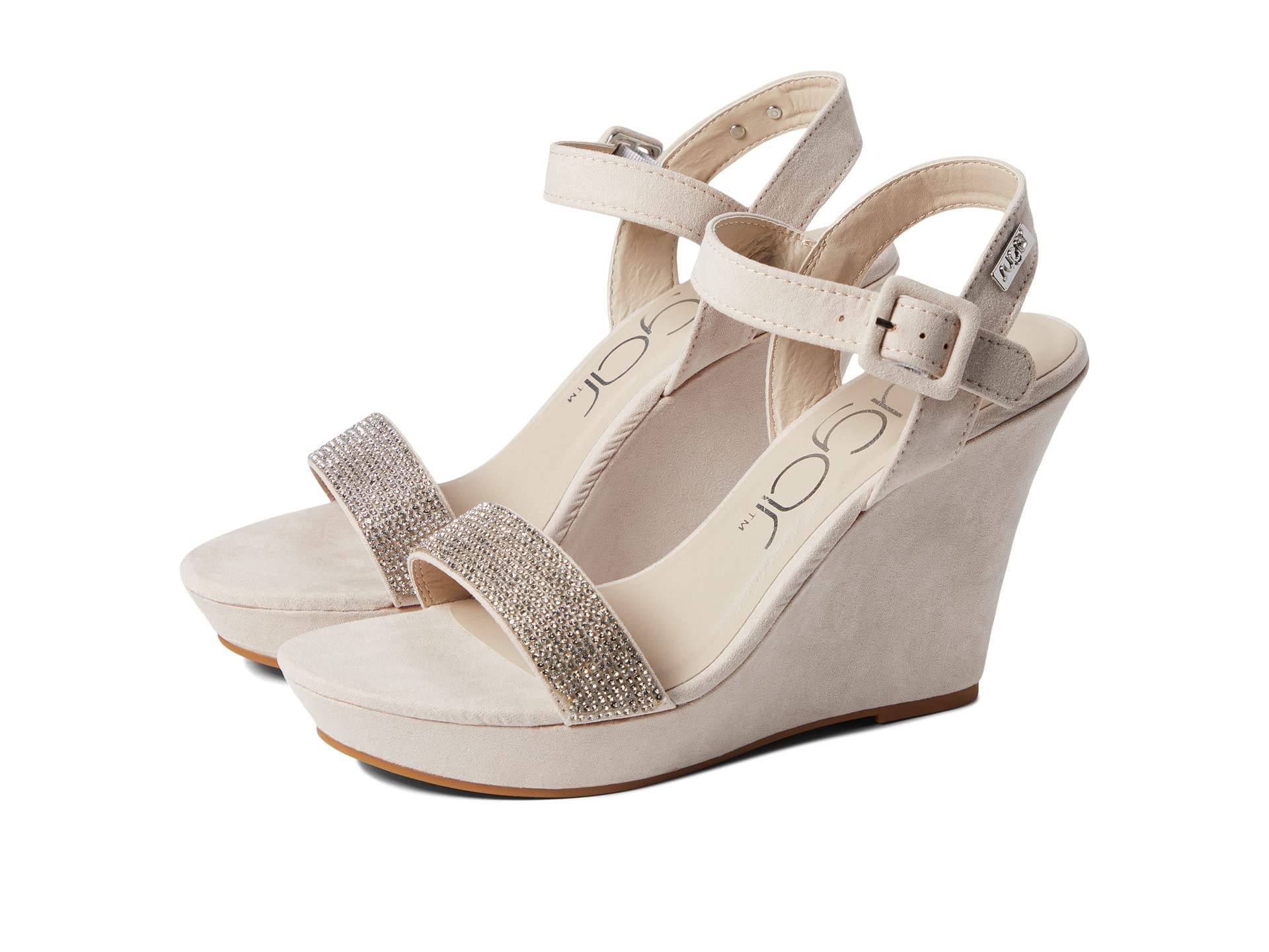 Women's Sugar Wedge Sandals with Buckle & Bead Detail - Comfortable Platform Sandals for Summer Outfits, Beach Vacations & Casual Wear - Chili Color