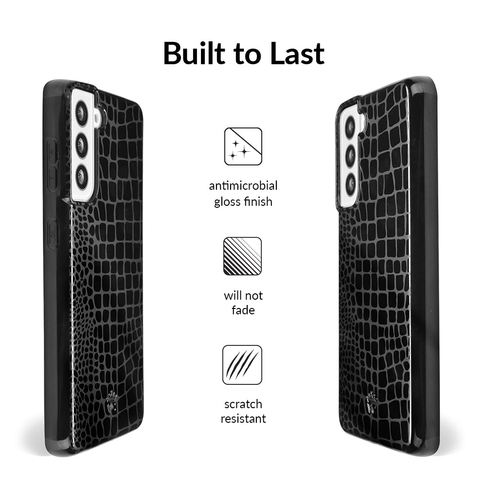 Samsung Galaxy Phone Case - Durable Black Crocodile Pattern Cover for Samsung S21/S20/S10/Note 20 - Stylish & Protective Phone Case for Everyday Use, Work & Travel