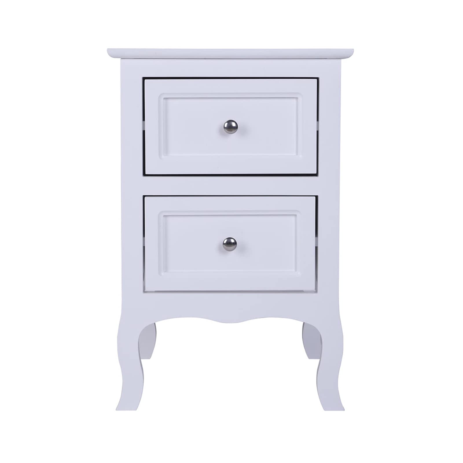 Farmhouse Nightstand with 2 Drawers - White Wooden Bedside Table for Bedroom, Living Room & Dorm | Sturdy Storage End Table for Sofa, Perfect for Reading Lamps, Books & Bedroom Essentials