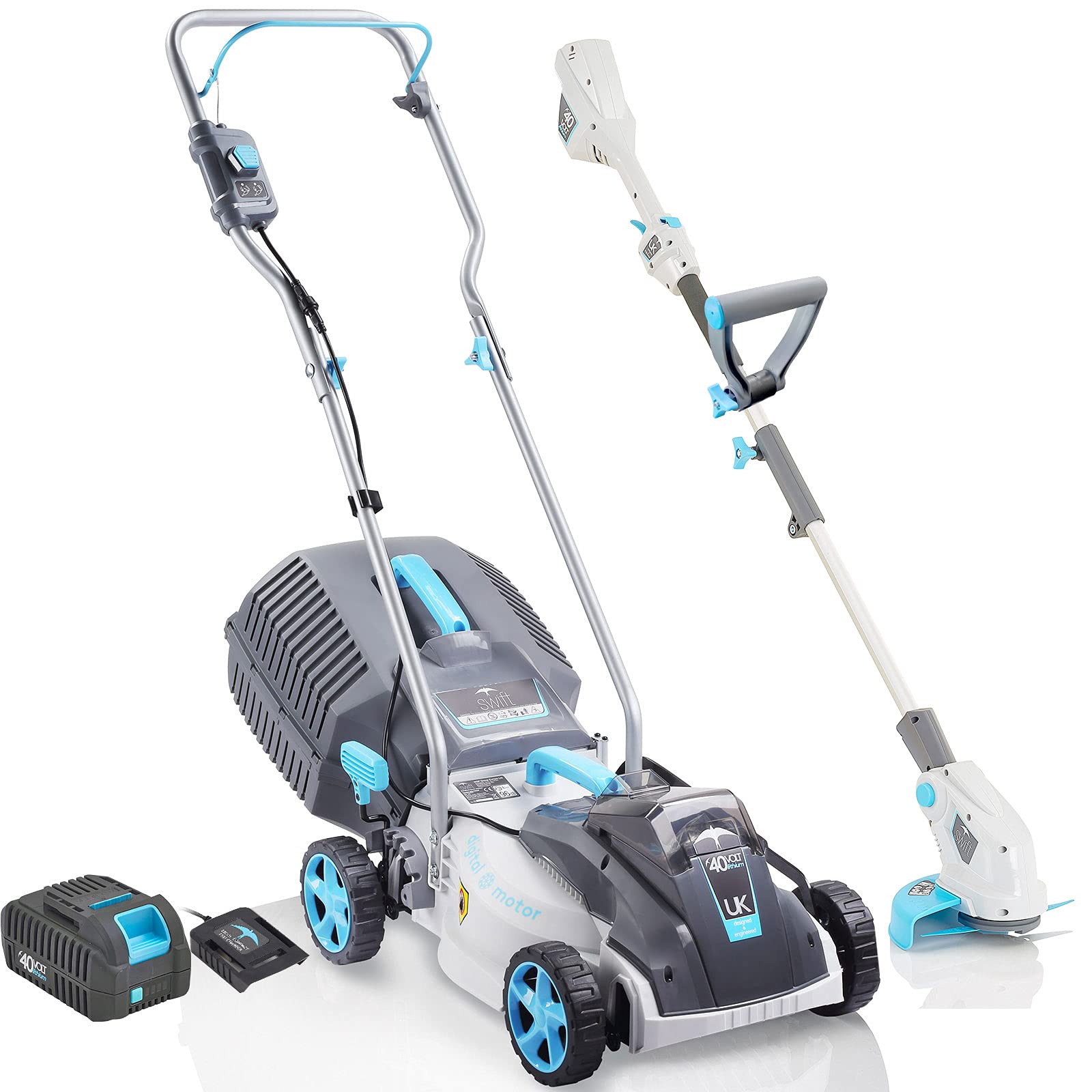 40V Redback 15-Inch Brushless Cordless Lawn Mower & 10-Inch Dual Blade Grass Trimmer Kit with Battery & Charger - Perfect for Small to Medium Yards, Landscaping & Home Lawn Care