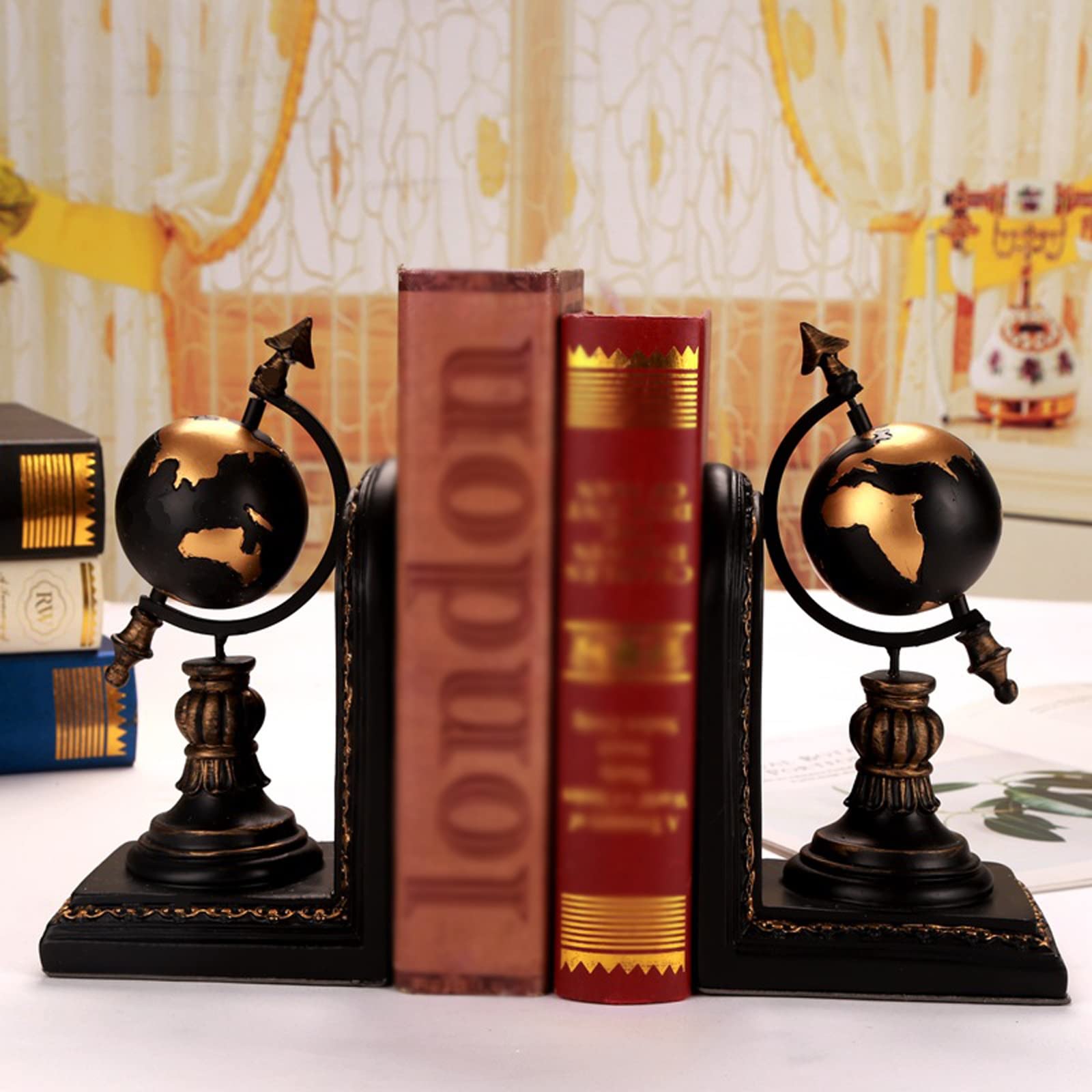 Modern Heavy Duty Metal Bookends for Shelves - Decorative Book Stopper for Books & CDs - Home Office Library Organizer (Set of 4) | Perfect for Bookshelves, Desks, and Media Storage