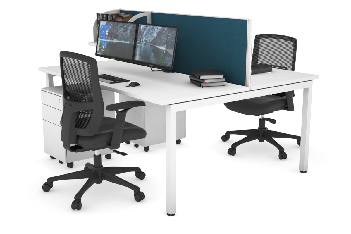 Quadro Square Legs 2 Person Office Workstation Desk - 1200L x 700W Modern Shared Workspace Solution for Home & Business Offices