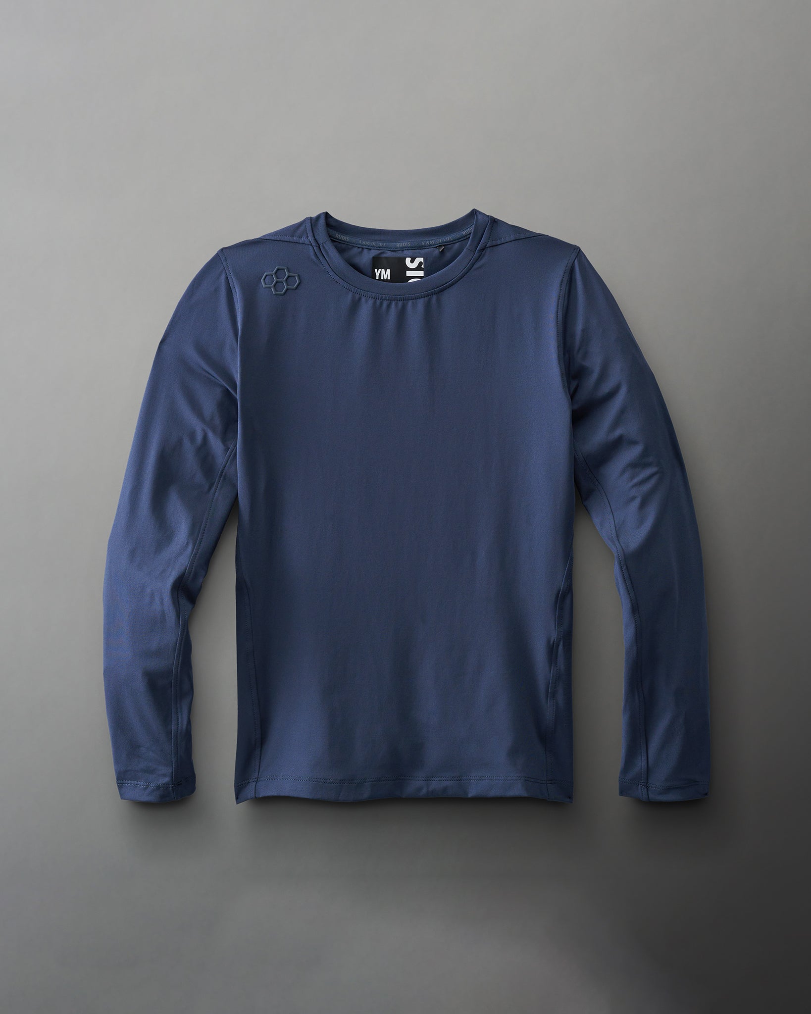 RUDIS Performance Youth Long Sleeve Wrestling Shirt - Navy Blue - Moisture Wicking & Breathable Fabric for Training & Competition