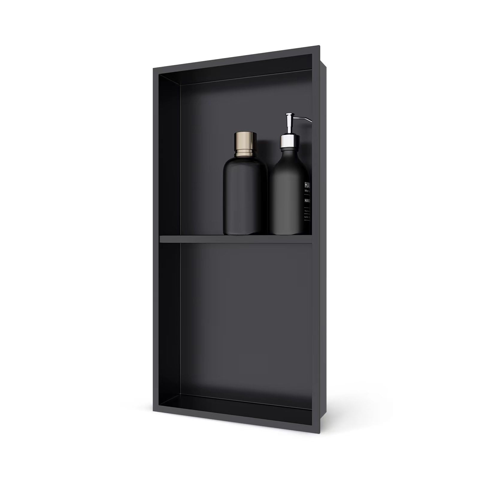 Stainless Steel Shower Niche 12x24 Inch - Recessed Bathroom Storage Shelf, No Tiling Required - Matte Black Finish for Modern Showers & Bathrooms - Perfect for Organizing Toiletries, Shampoo & Bath Essentials