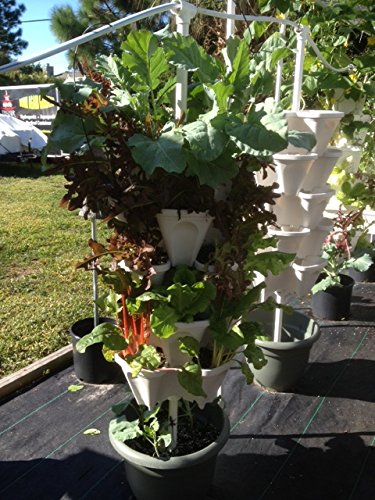 12 Large Stackable Planters for Strawberries, Vegetables, Herbs & Lettuce - Mr Stacky Vertical Gardening Pots for Soil, Hydroponics & Aquaponics - Indoor/Outdoor Stacking Container Garden System (12-Pack, Stone) - Perfect for Small Spaces, Balconies & Urban Farming