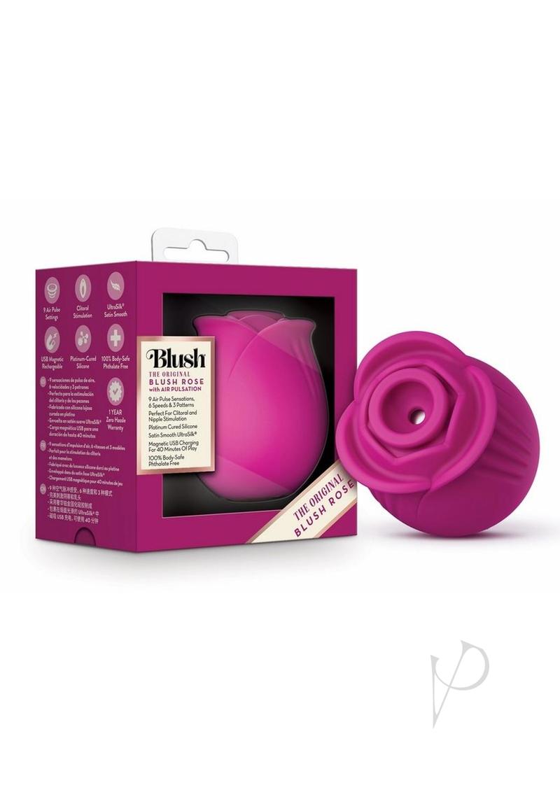 Original Blush Rose Rechargeable Silicone Air Pulse Clitoral Vibrator - Fuchsia Pink | Powerful Clit Stimulator for Women | Perfect for Solo Play & Couples Intimacy