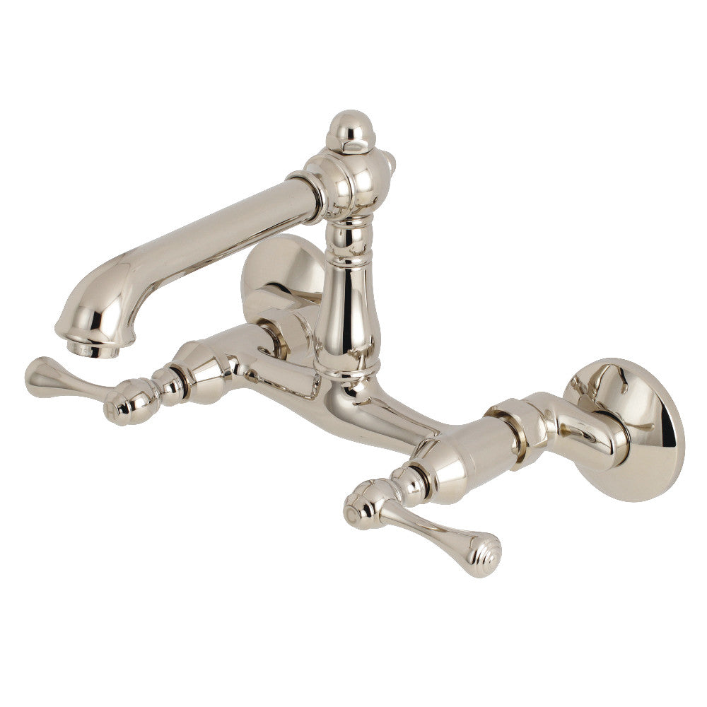 Kingston Brass English Country 6 Inch Adjustable Center Wall Mount Kitchen Faucet - Perfect for Farmhouse, Cottage & Vintage Style Kitchens