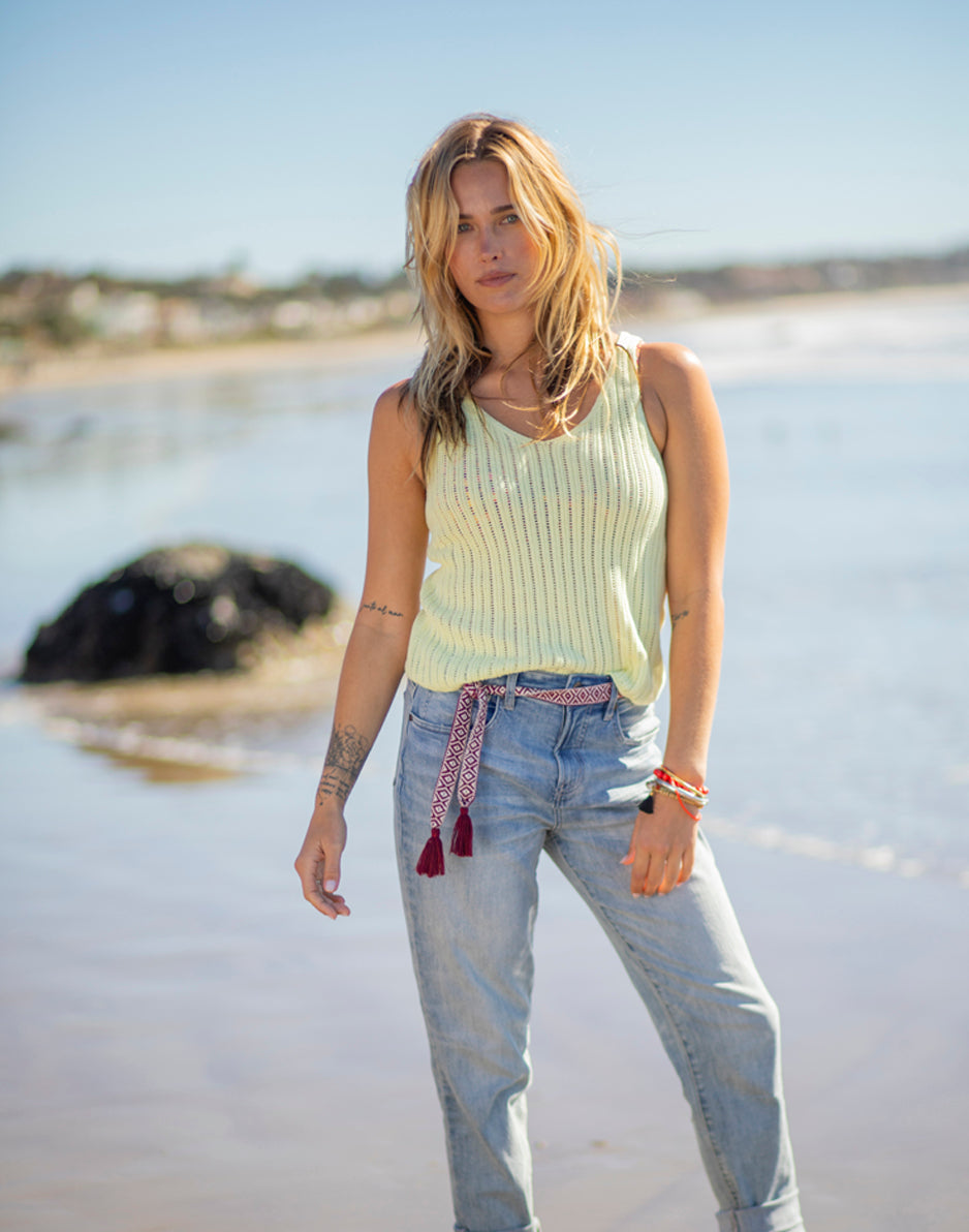 Micah Tank Top for Women - Light Limeade Sleeveless Casual Shirt - Perfect for Summer, Beach, and Everyday Wear